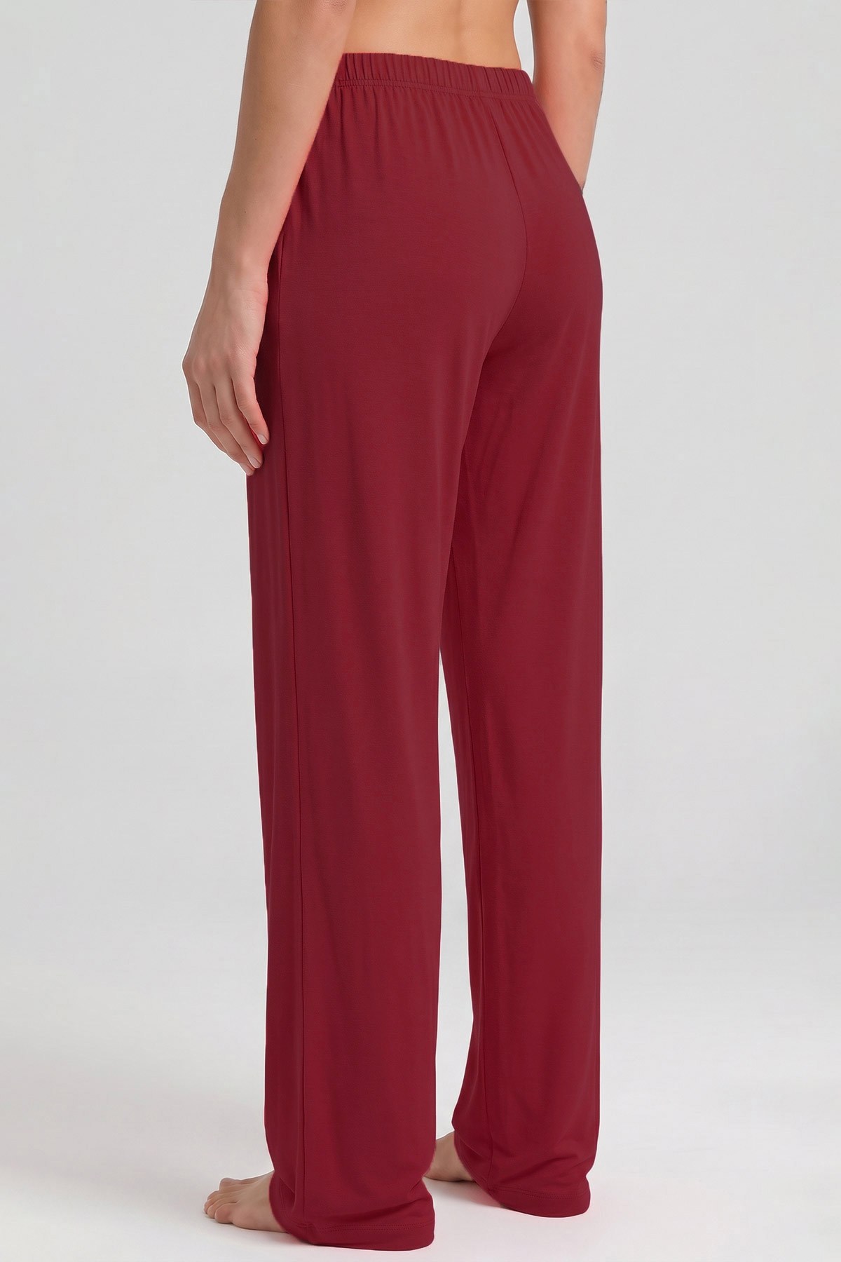 Mısırlı Kadın Viskon Düz Kesim Alt Pijama Koyu Kırmızı