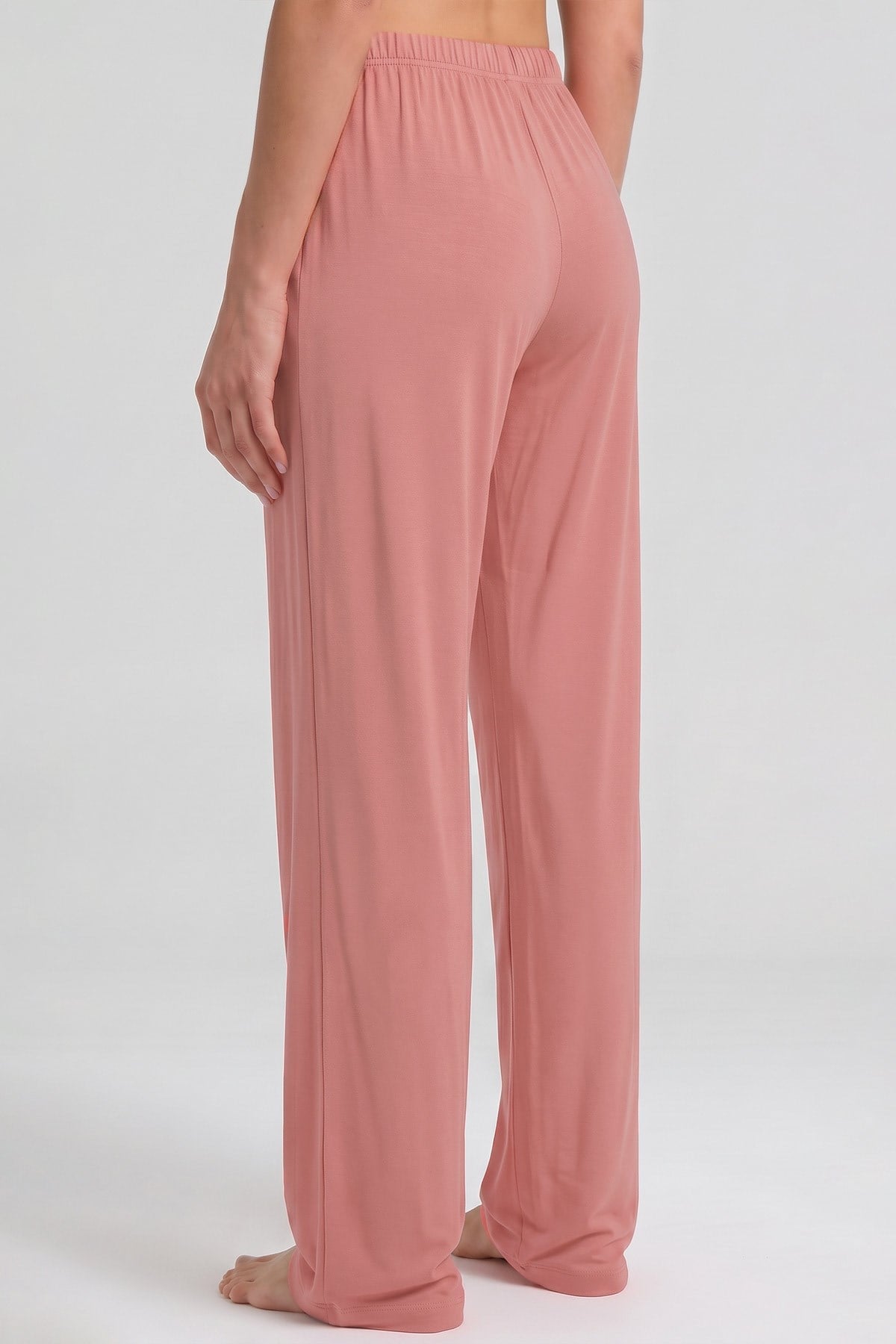 Mısırlı Kadın Viskon Düz Kesim Alt Pijama Somon Pembe