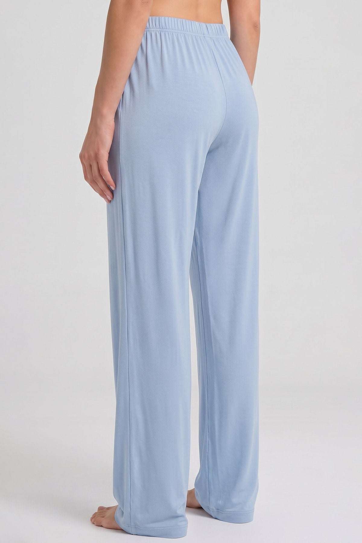 Mısırlı Kadın Viskon Düz Kesim Alt Pijama Buz Mavi