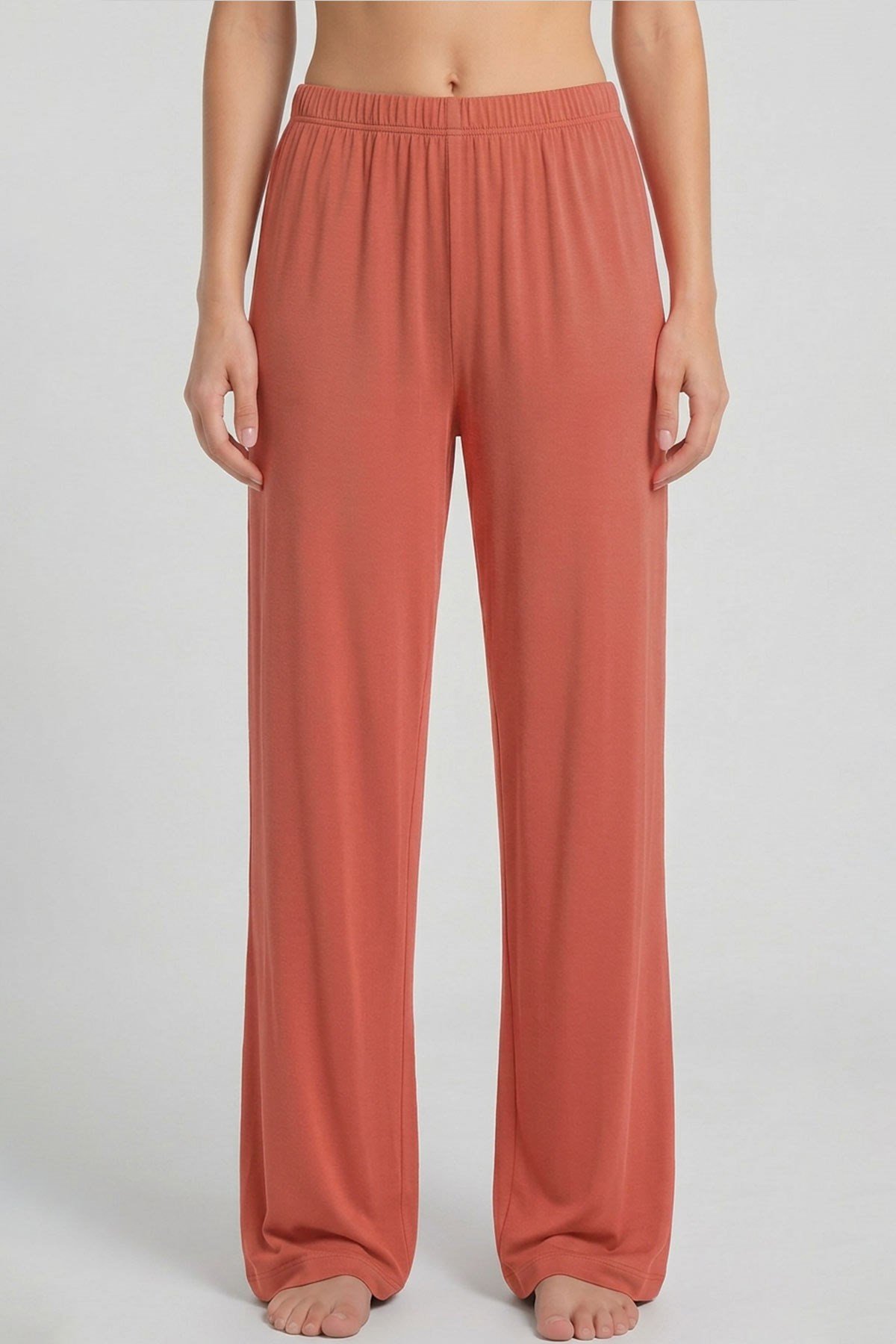 Mısırlı Kadın Viskon Düz Kesim Alt Pijama Oranj