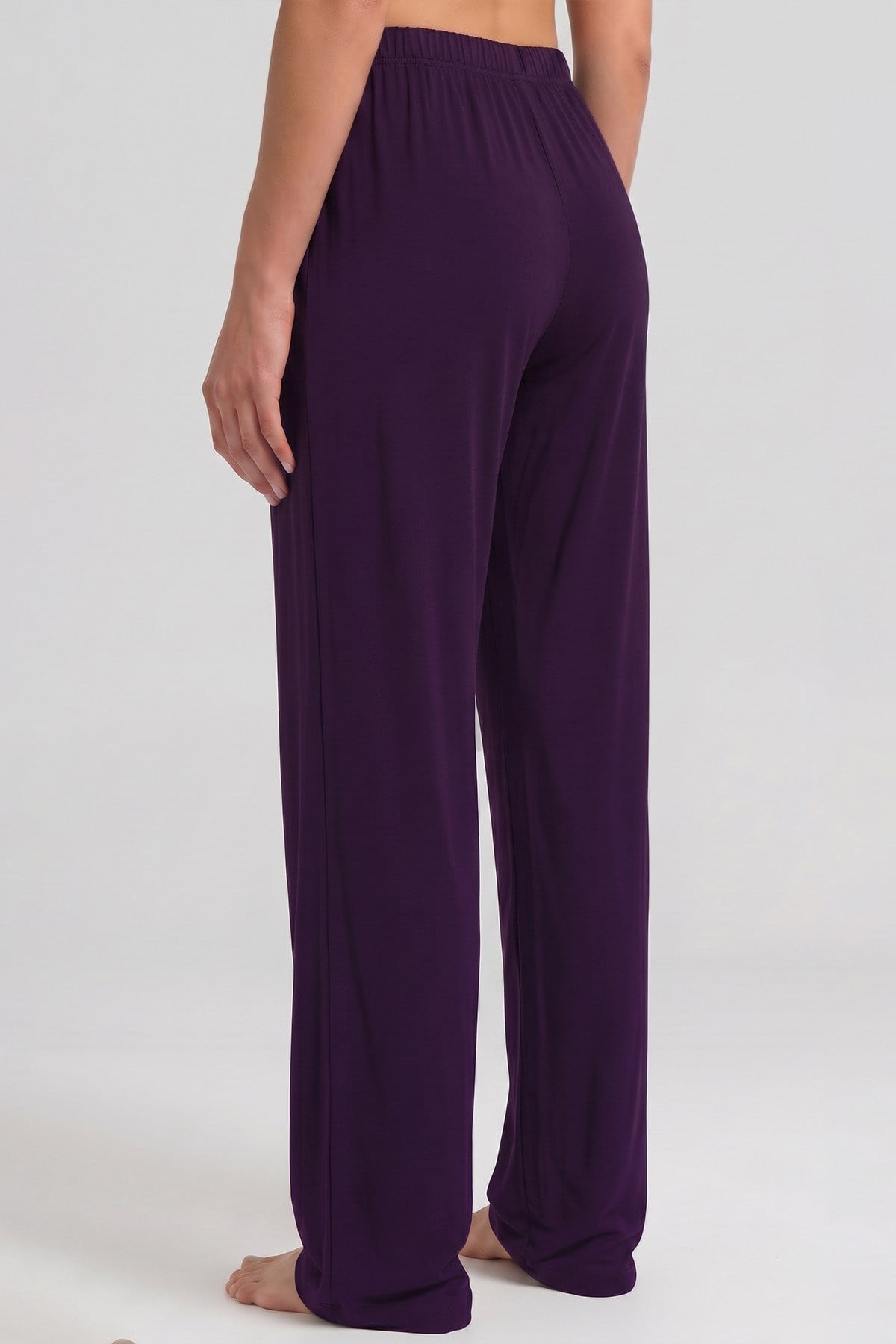 Mısırlı Kadın Viskon Düz Kesim Alt Pijama Mürdüm