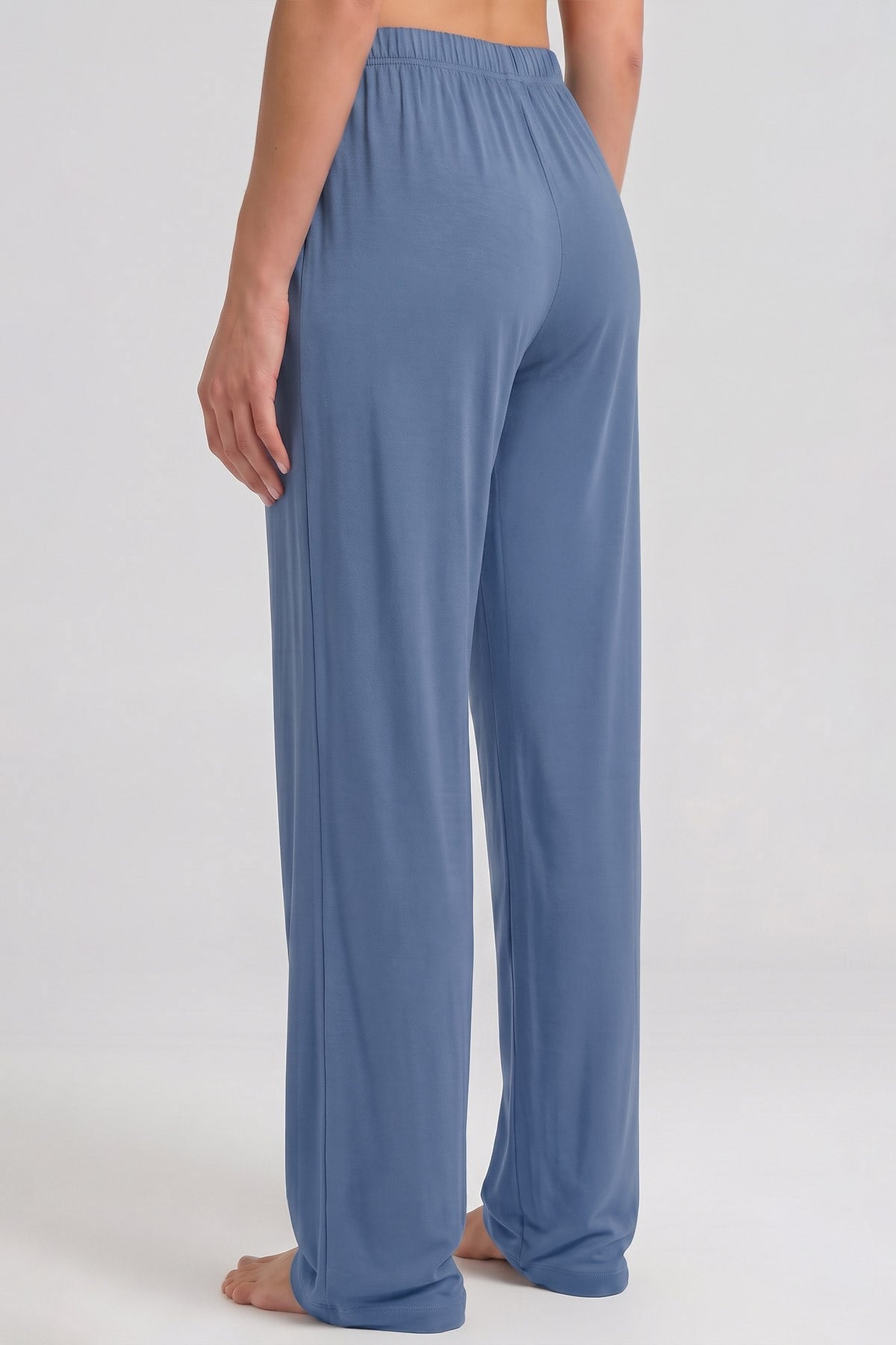Mısırlı Kadın Viskon Alt Pijama Denim Mavi