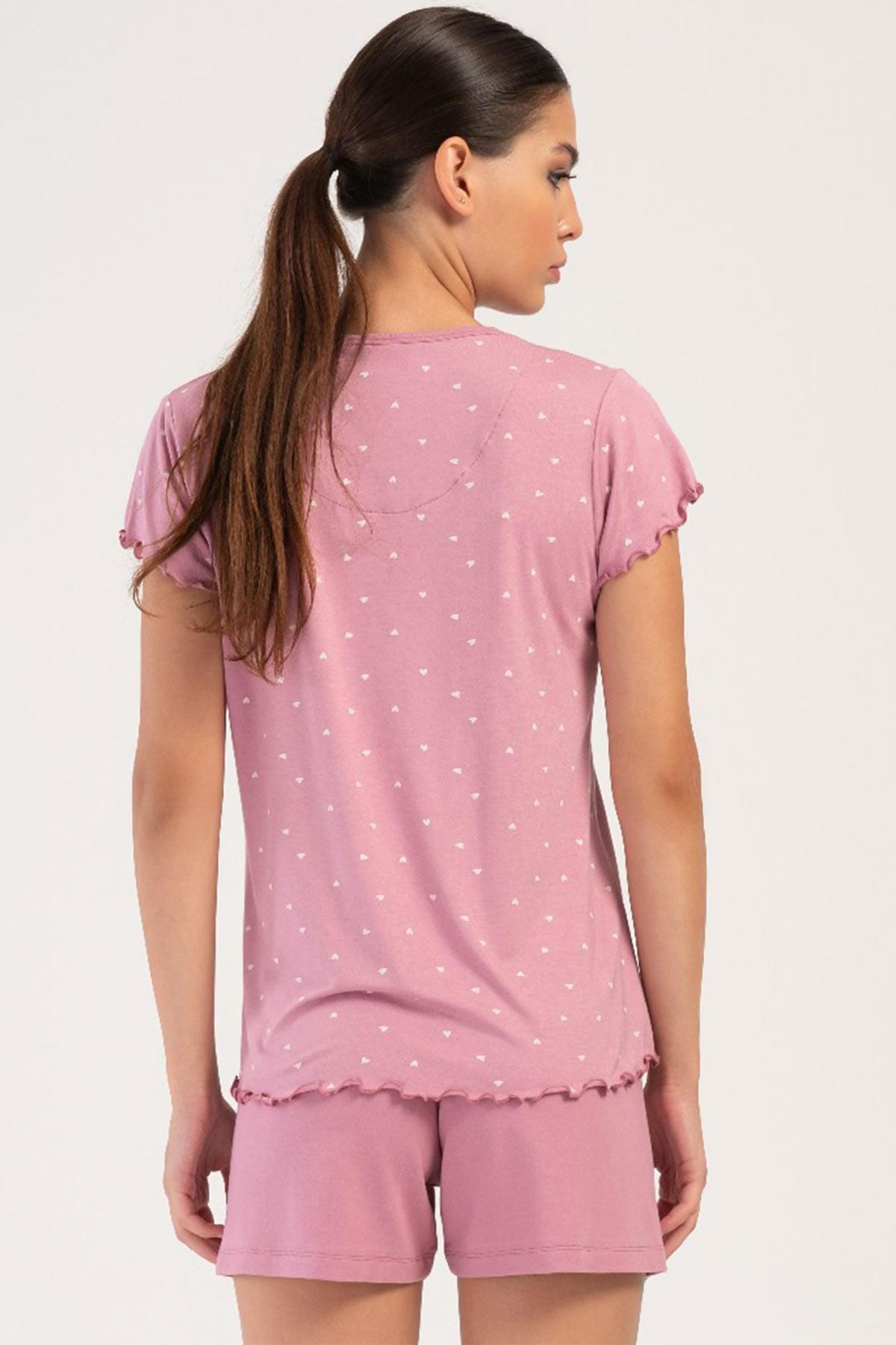 Mısırlı Kadın Viskon Kısa Kollu Şort Pijama Takımı Açık Pembe