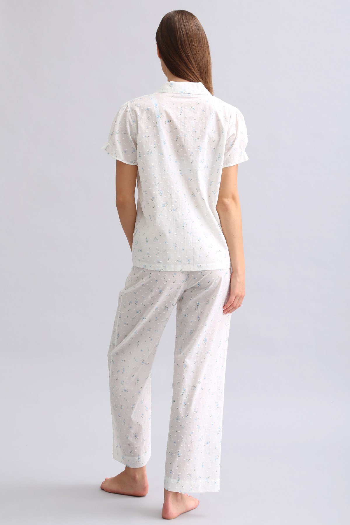 Mısırlı Kadın Vual Alt Pijama Beyaz