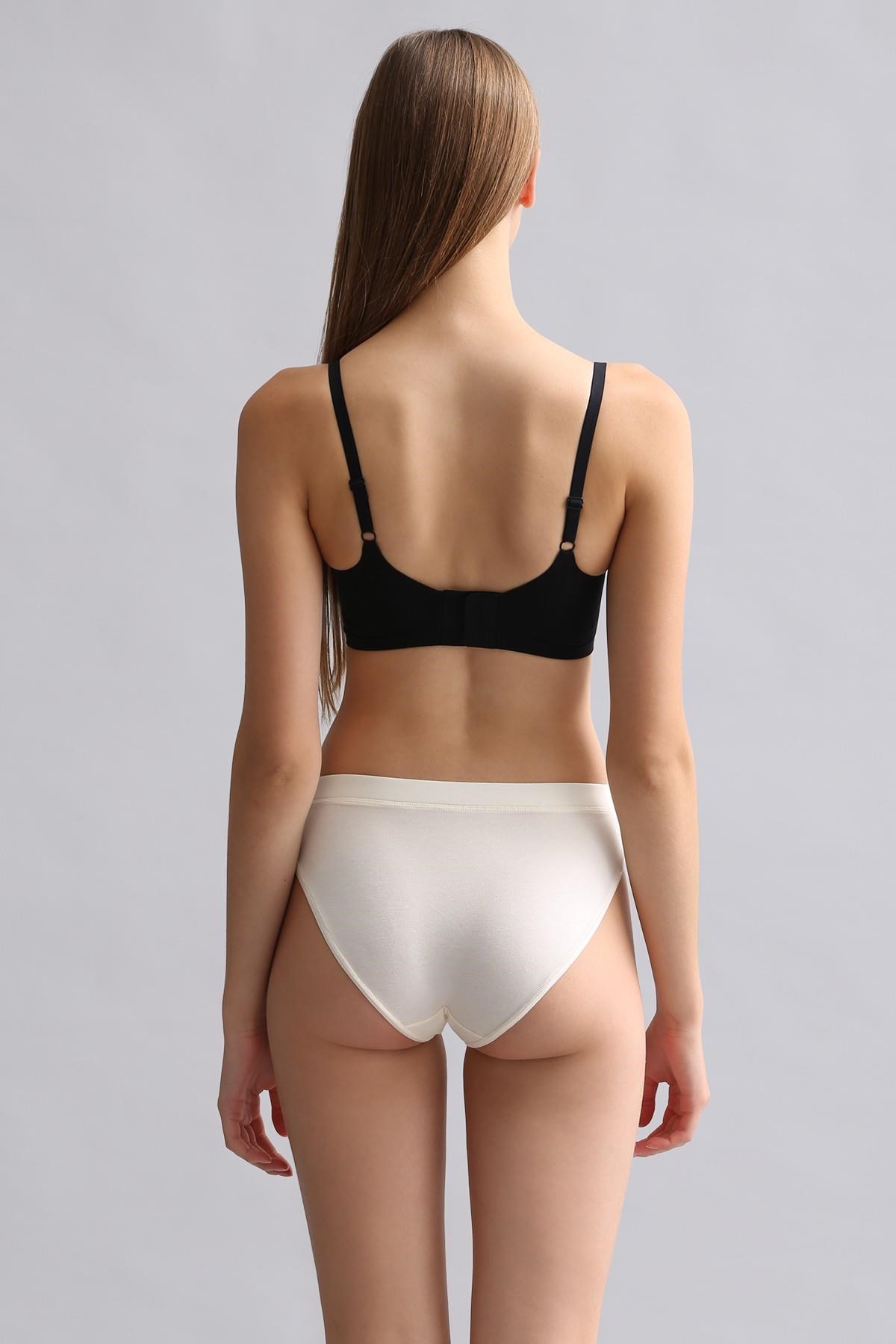 Mısırlı Modal by TENCEL HERA Gizli Lastikli Brazillian 3'lü Külot Ekru