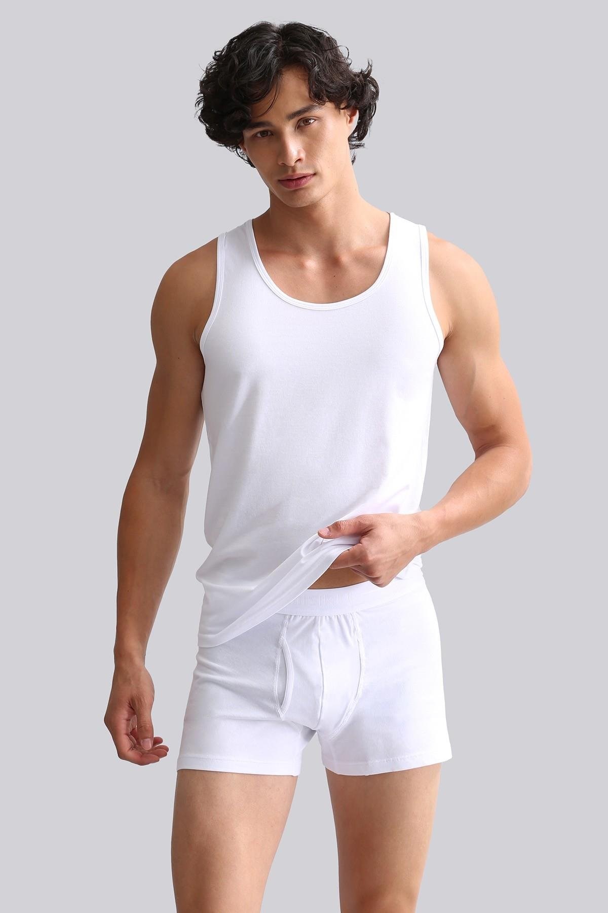Mısırlı Modal by TENCEL HERCULES Slim Fit Basic Atlet Beyaz