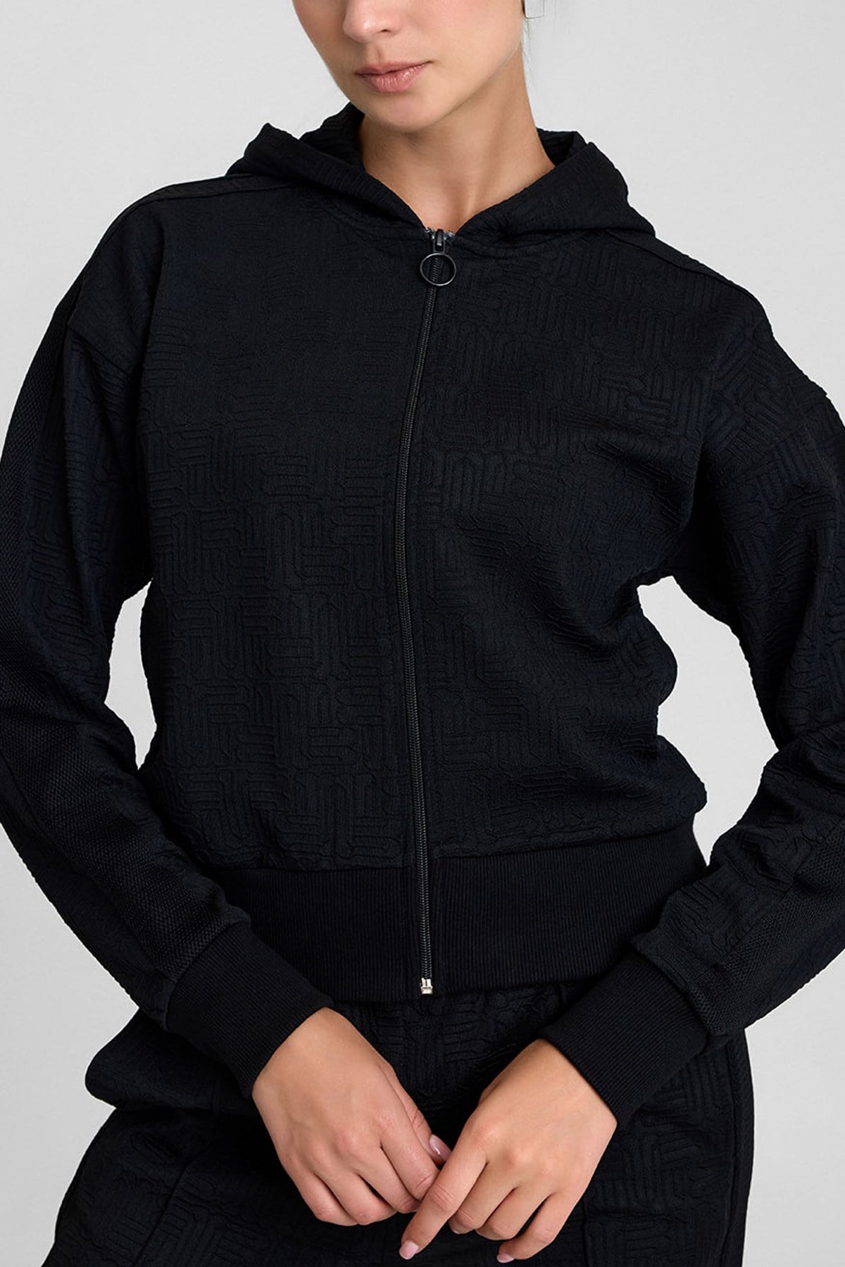 Mısırlı Monogram Desen Ceket Pantolon Takım Siyah
