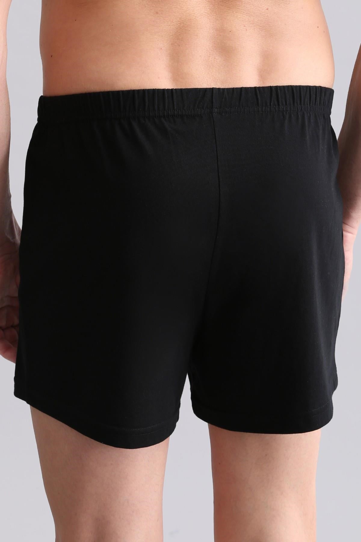 Mısırlı ORGANIC Pamuklu Relaks Loose Fit Düğmeli Ekstra Bol Kesim Uzun Paçalı Boxer Şort Siyah