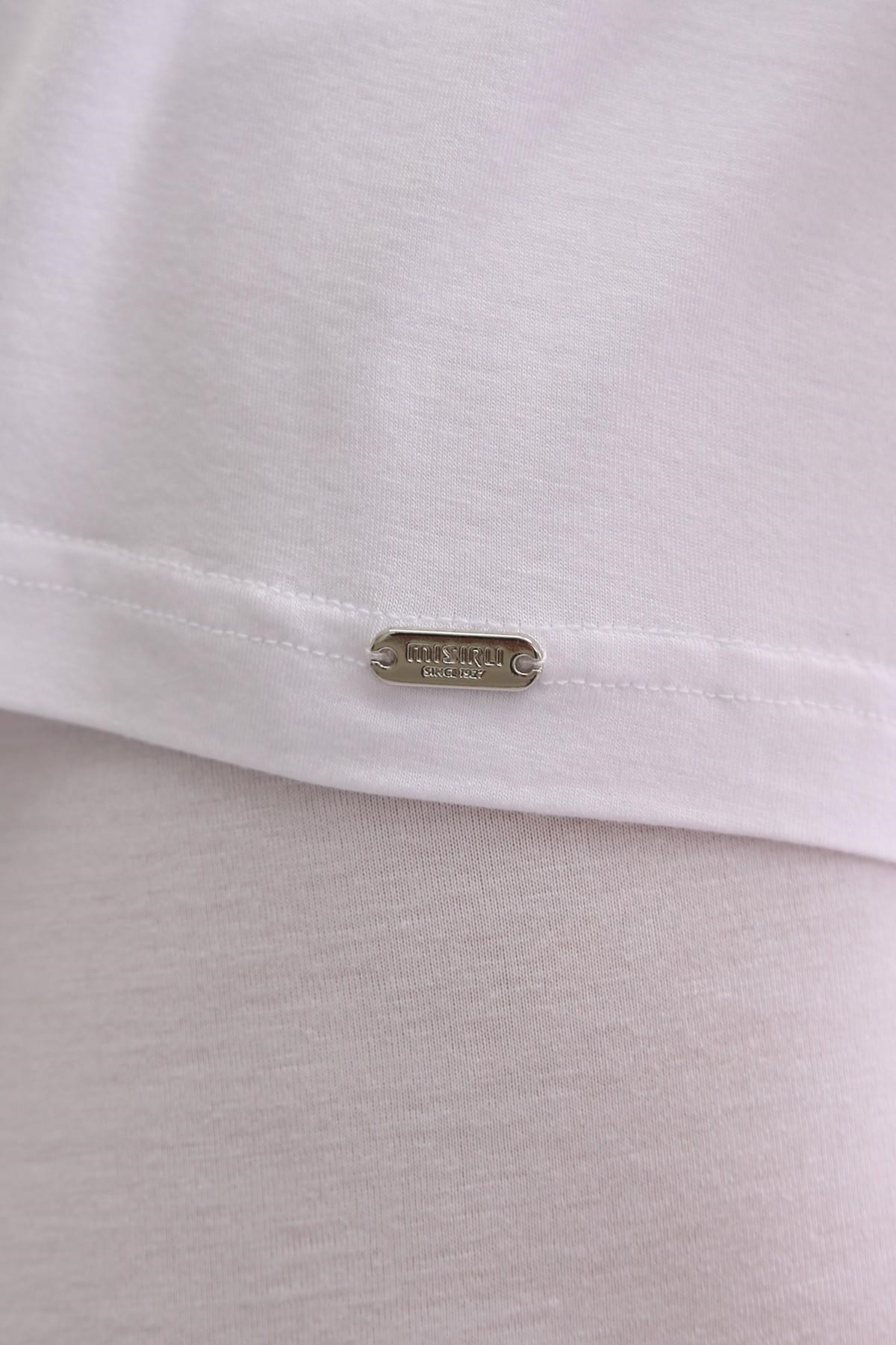 Mısırlı ORGANIC Pamuklu ZEUS LUXURY Regular Fit V Yaka Sporcu Atlet / T-Shirt Beyaz