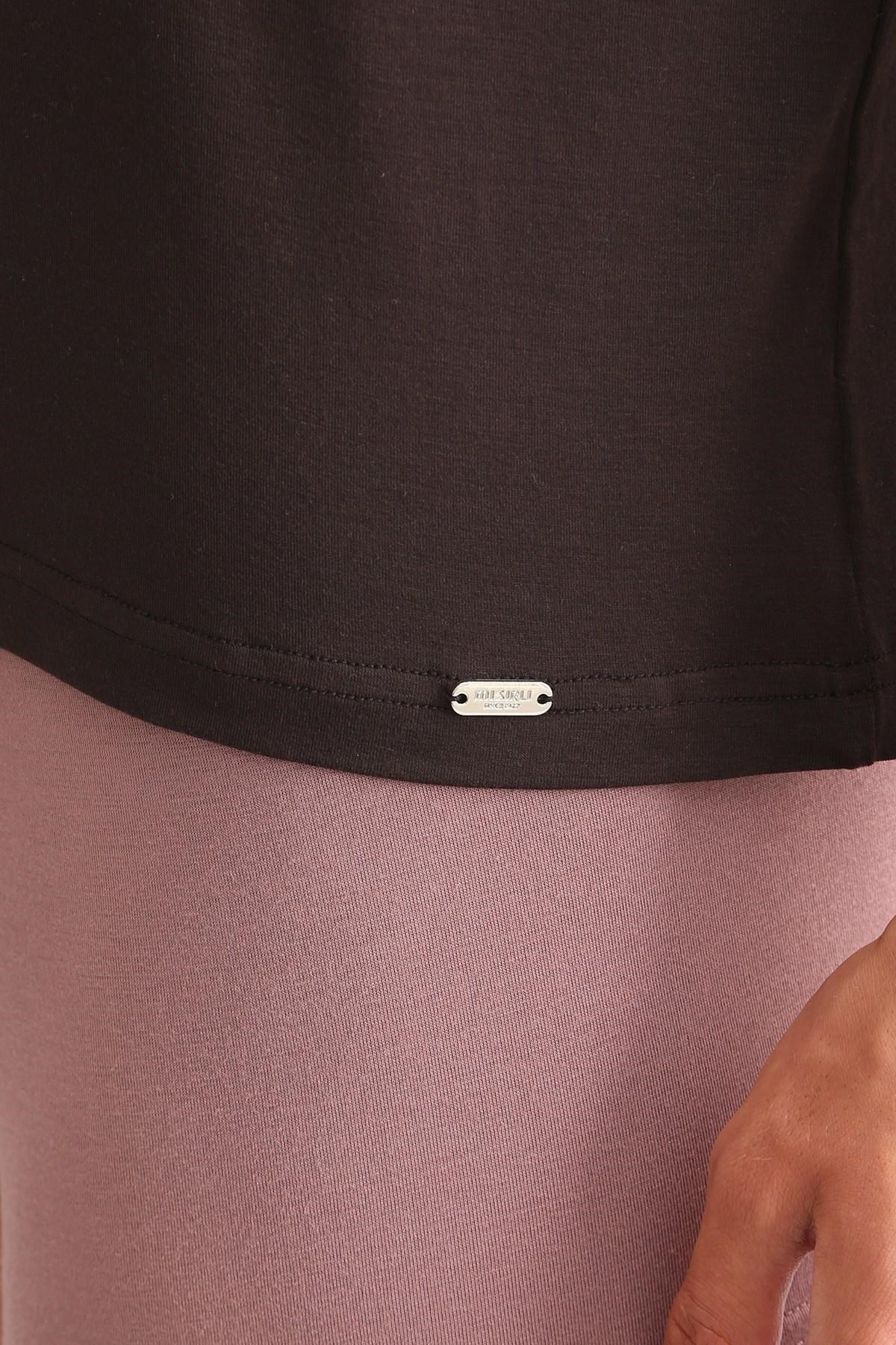Mısırlı ORGANIC Pamuklu ZEUS LUXURY Regular Fit Bisiklet Yaka Fanila / T-Shirt Kahverengi