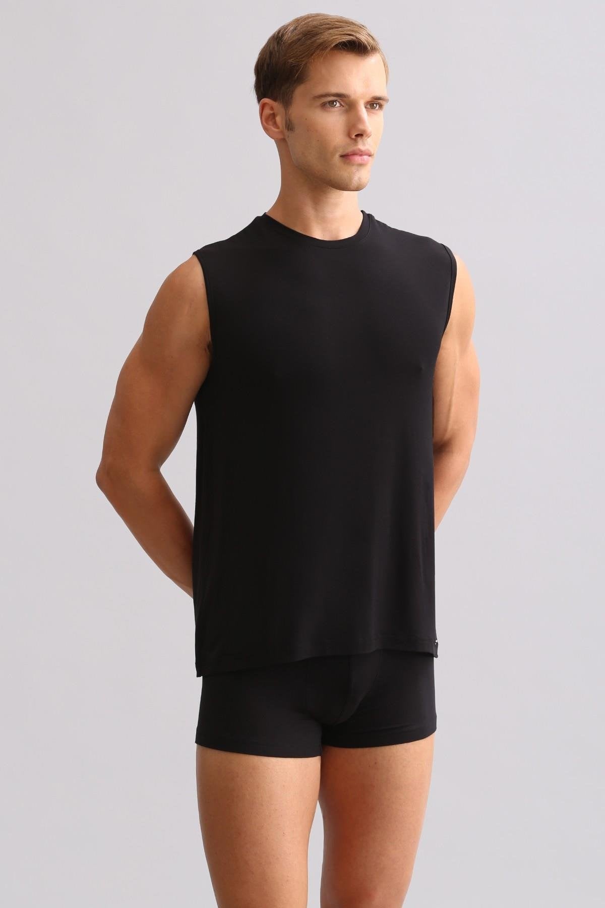 Mısırlı ORGANIC Pamuklu ZEUS LUXURY Regular Fit Bisiklet Yaka Sporcu Atlet / T-Shirt Siyah