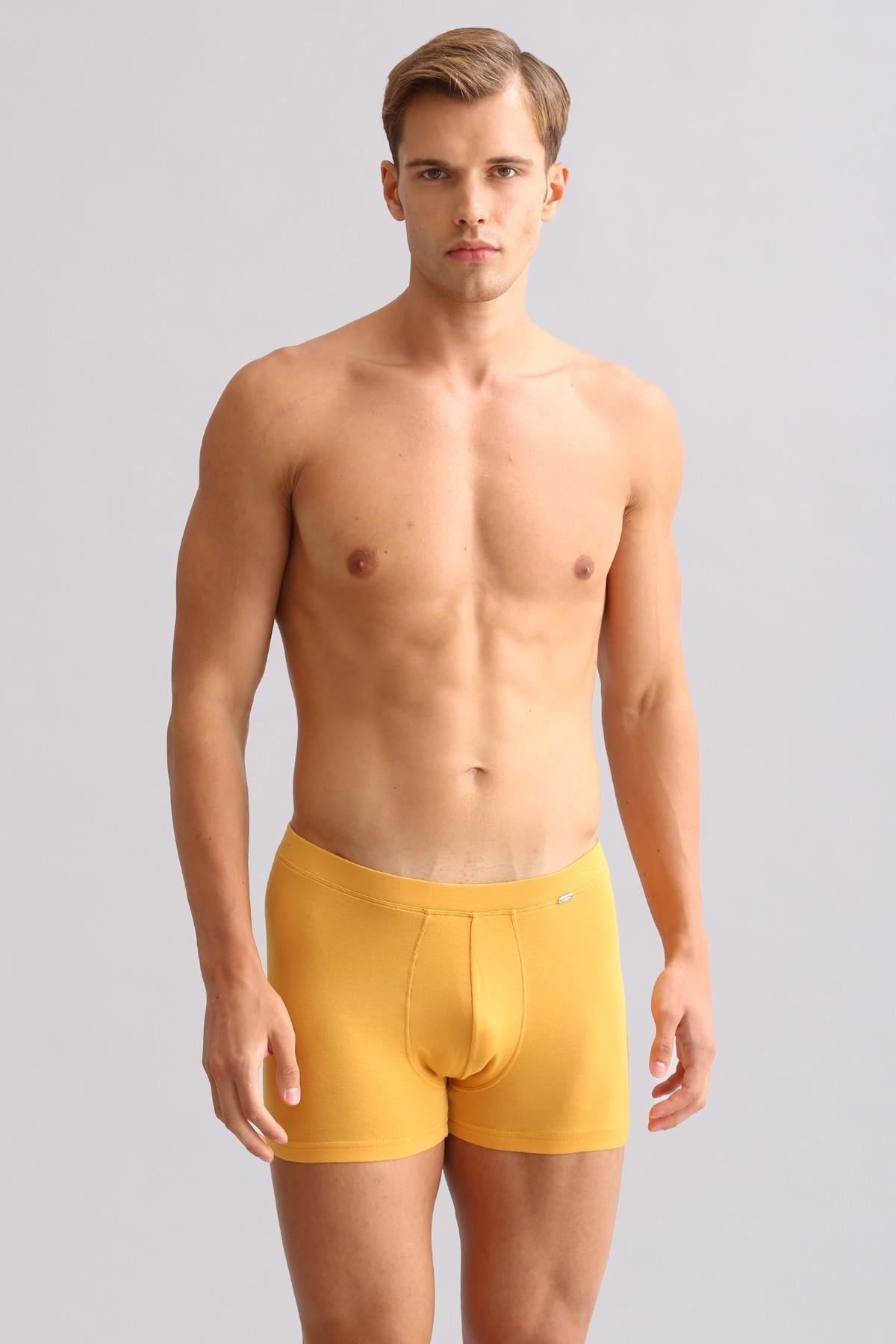 Mısırlı ORGANIC Pamuklu ZEUS LUXURY Regular Fit Metal Armalı Boxer Hardal
