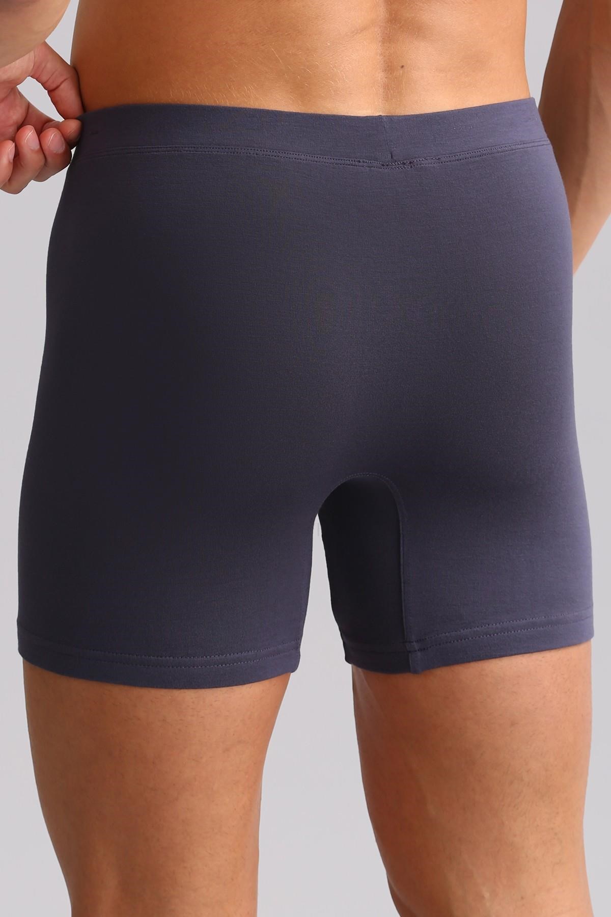 Mısırlı ORGANIC Pamuklu ZEUS LUXURY Regular Fit Metal Armalı Long Boxer Antrasit