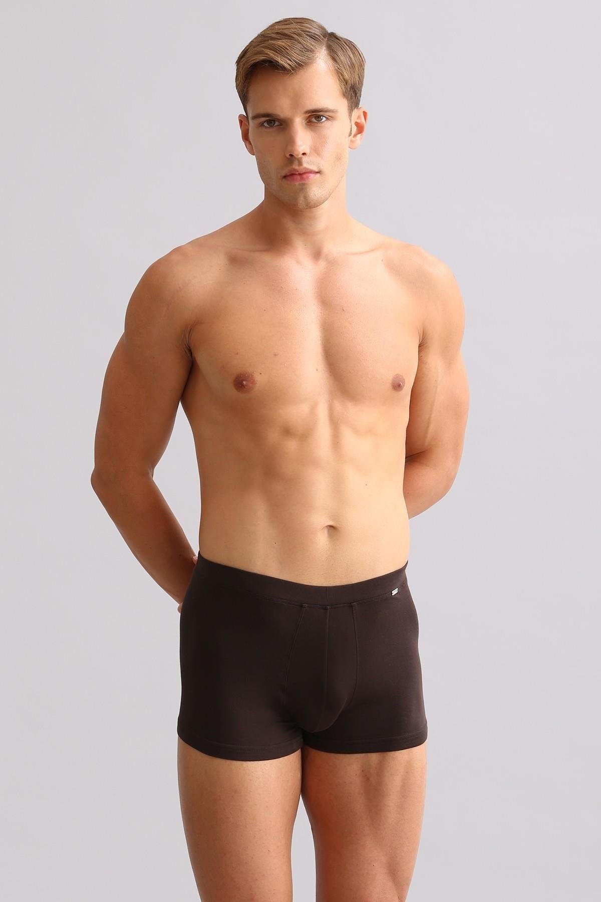 Mısırlı ORGANIC Pamuklu ZEUS LUXURY Regular Fit Metal Armalı Boxer Kahverengi