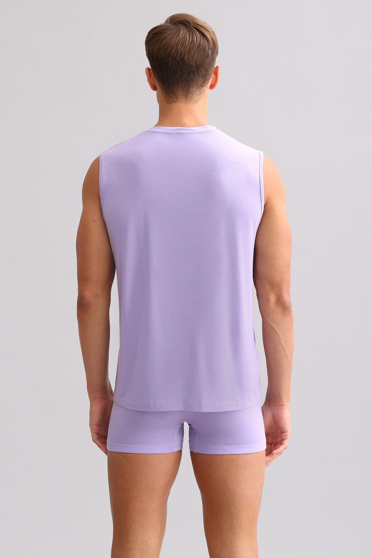 Mısırlı ORGANIC Pamuklu ZEUS LUXURY Regular Fit Bisiklet Yaka Sporcu Atlet / T-Shirt Mor