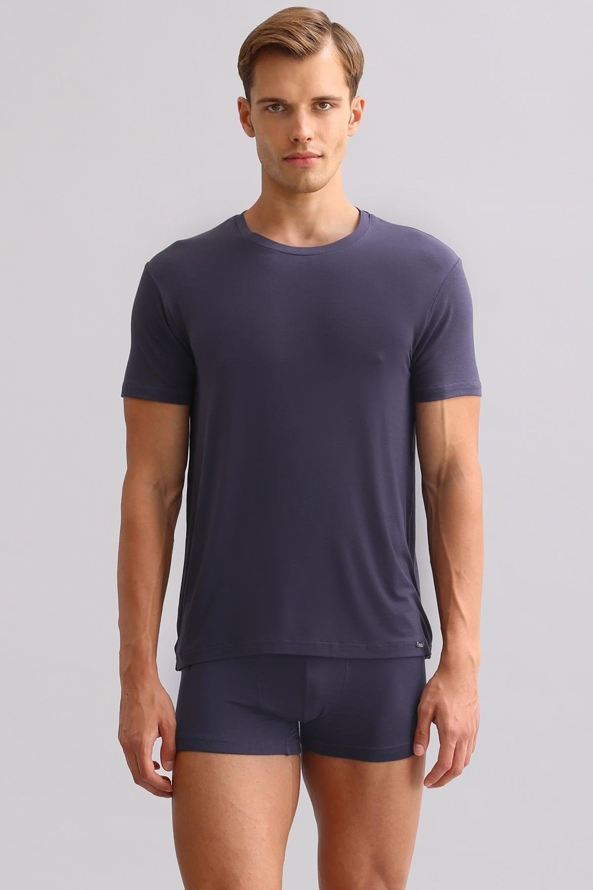 Mısırlı ORGANIC Pamuklu ZEUS LUXURY Regular Fit Bisiklet Yaka Fanila / T-Shirt Antrasit