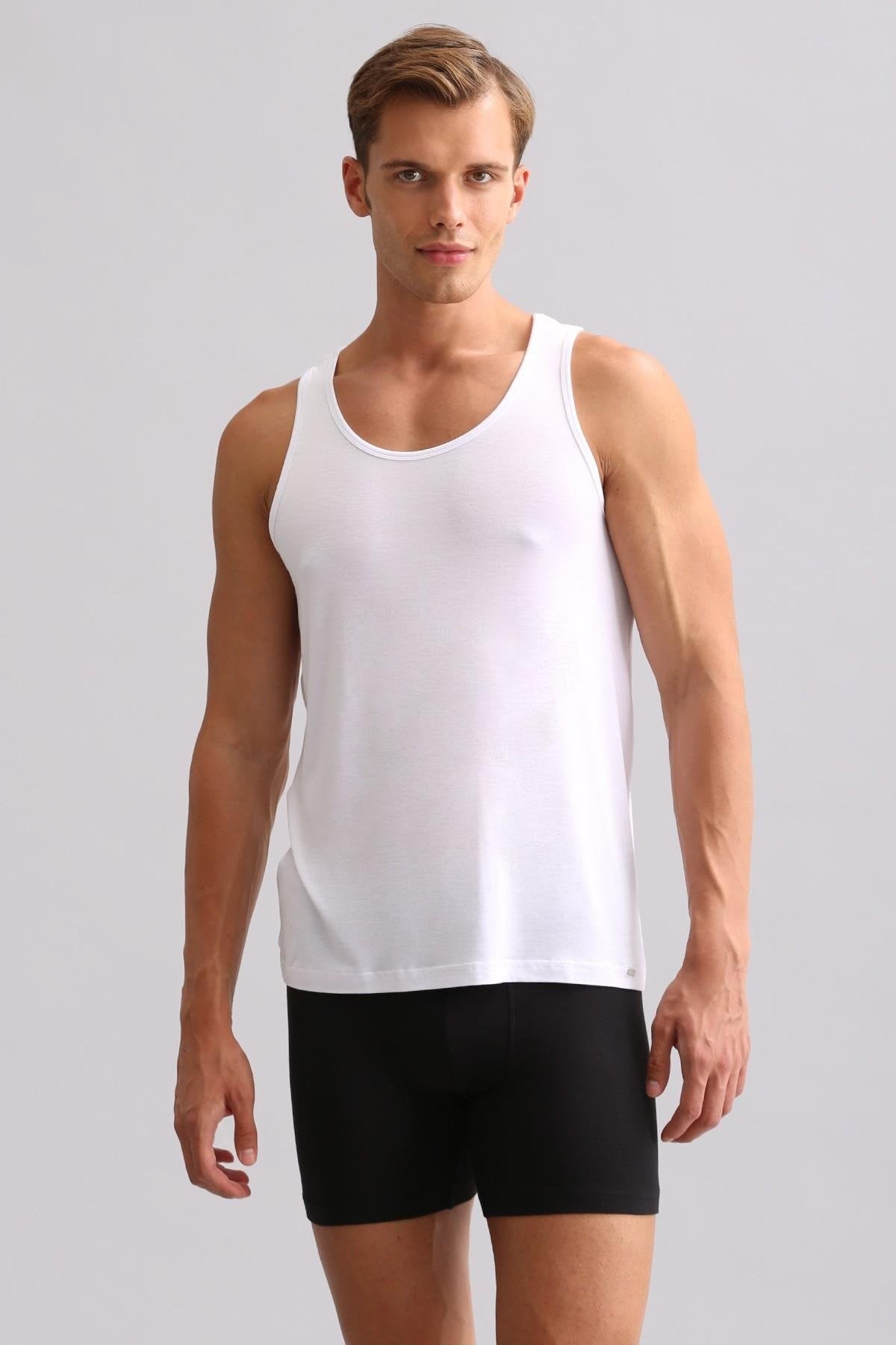 Mısırlı ORGANIC Pamuklu ZEUS LUXURY Regular Fit Basic Atlet Beyaz