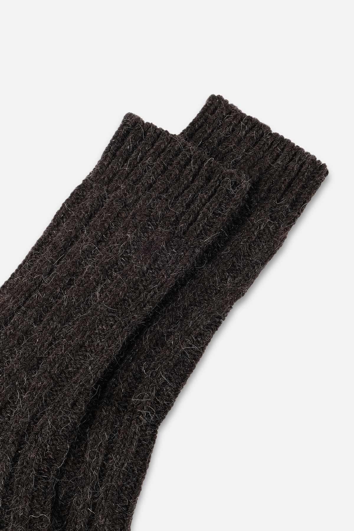 Mısırlı Unisex 5 Kat Alpaka Yünü Kışlık Tekli Soket Çorap Kahverengi