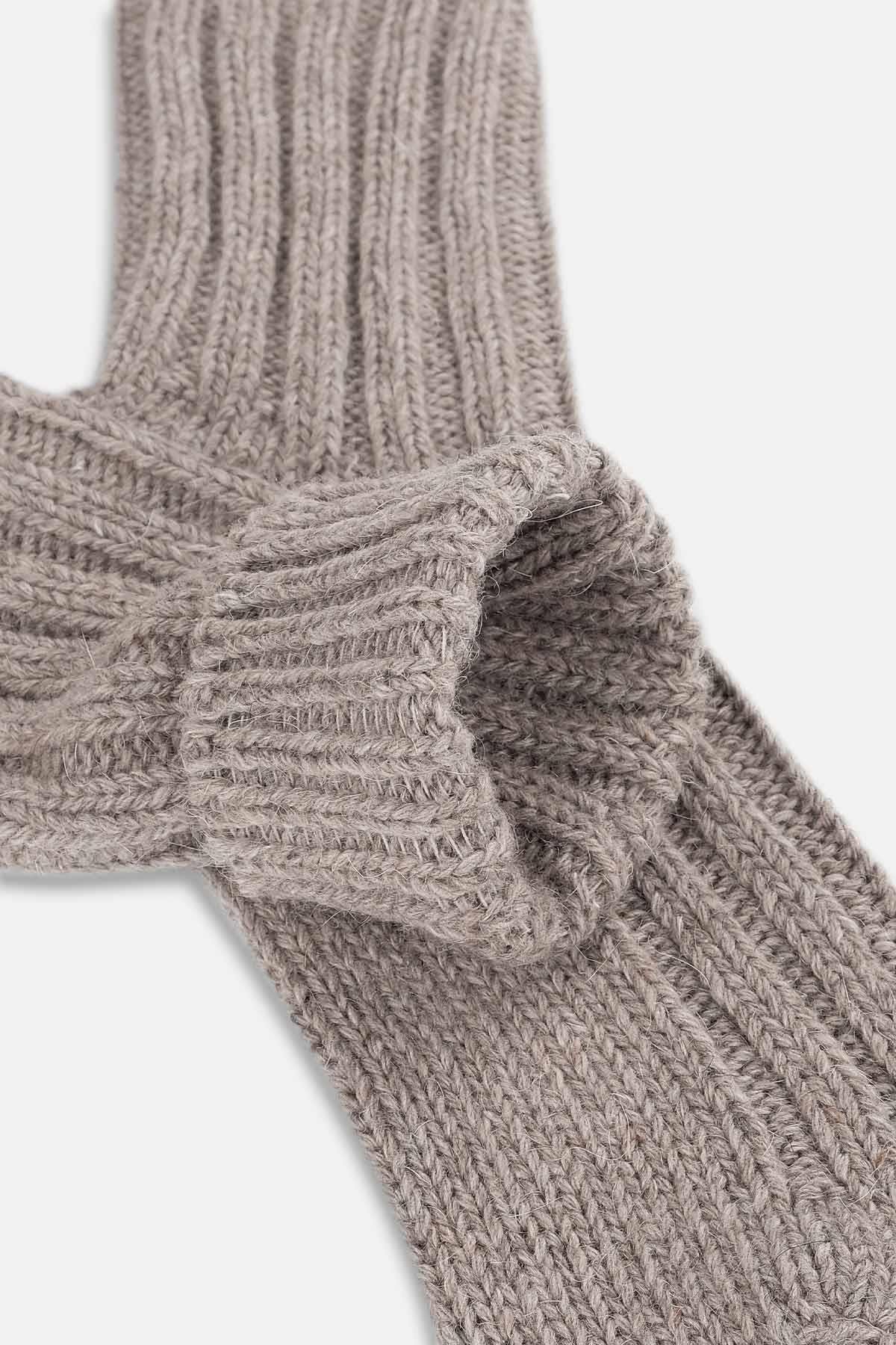 Mısırlı Unisex 5 Kat Alpaka Yünü Kışlık Tekli Soket Çorap Bej