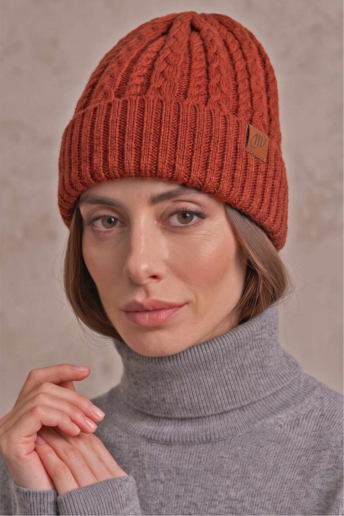 Mısırlı Unisex Alpaka Saç Örgü Kıvırmalı Bere Oranj