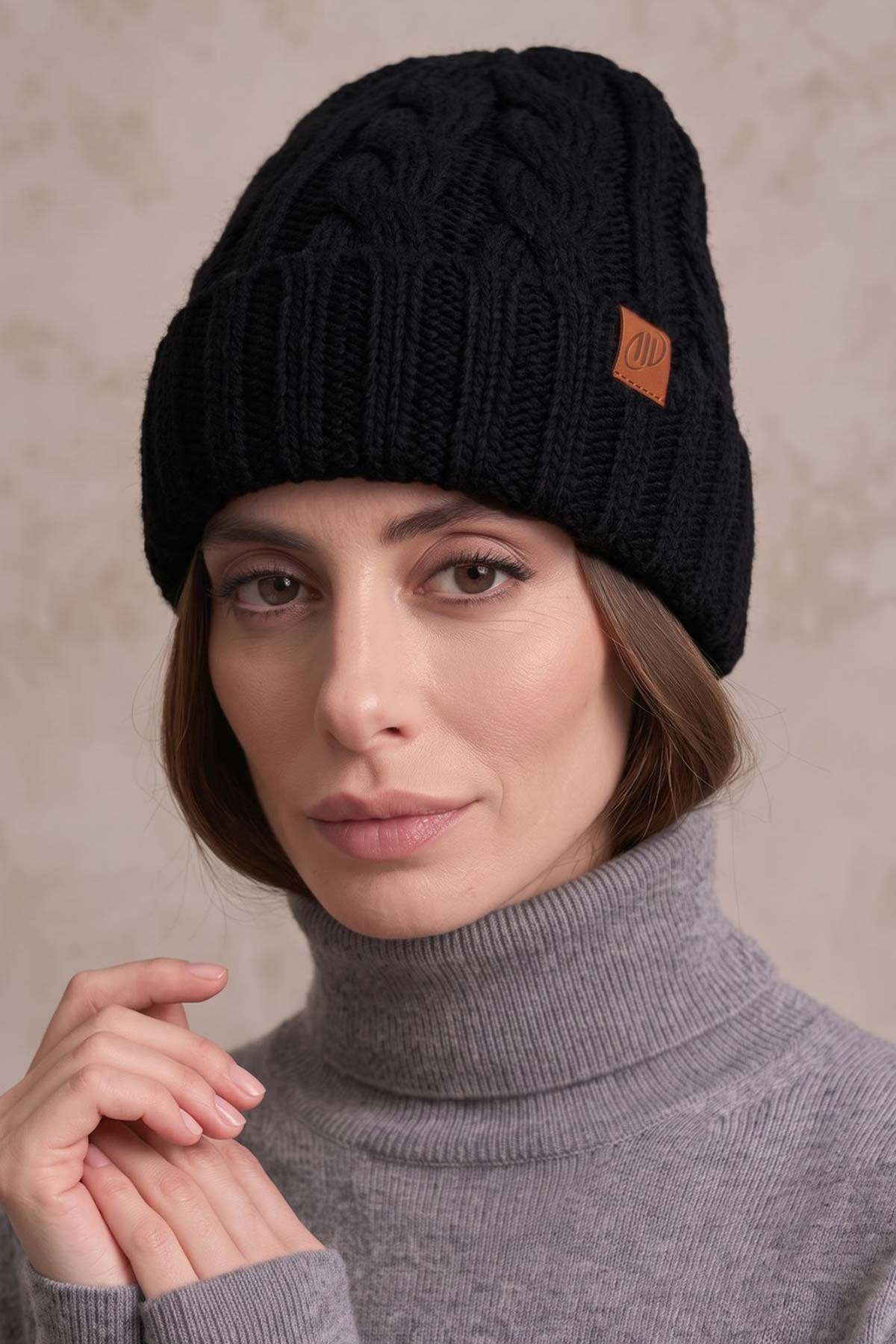 Mısırlı Unisex Alpaka Saç Örgü Kıvırmalı Bere Siyah