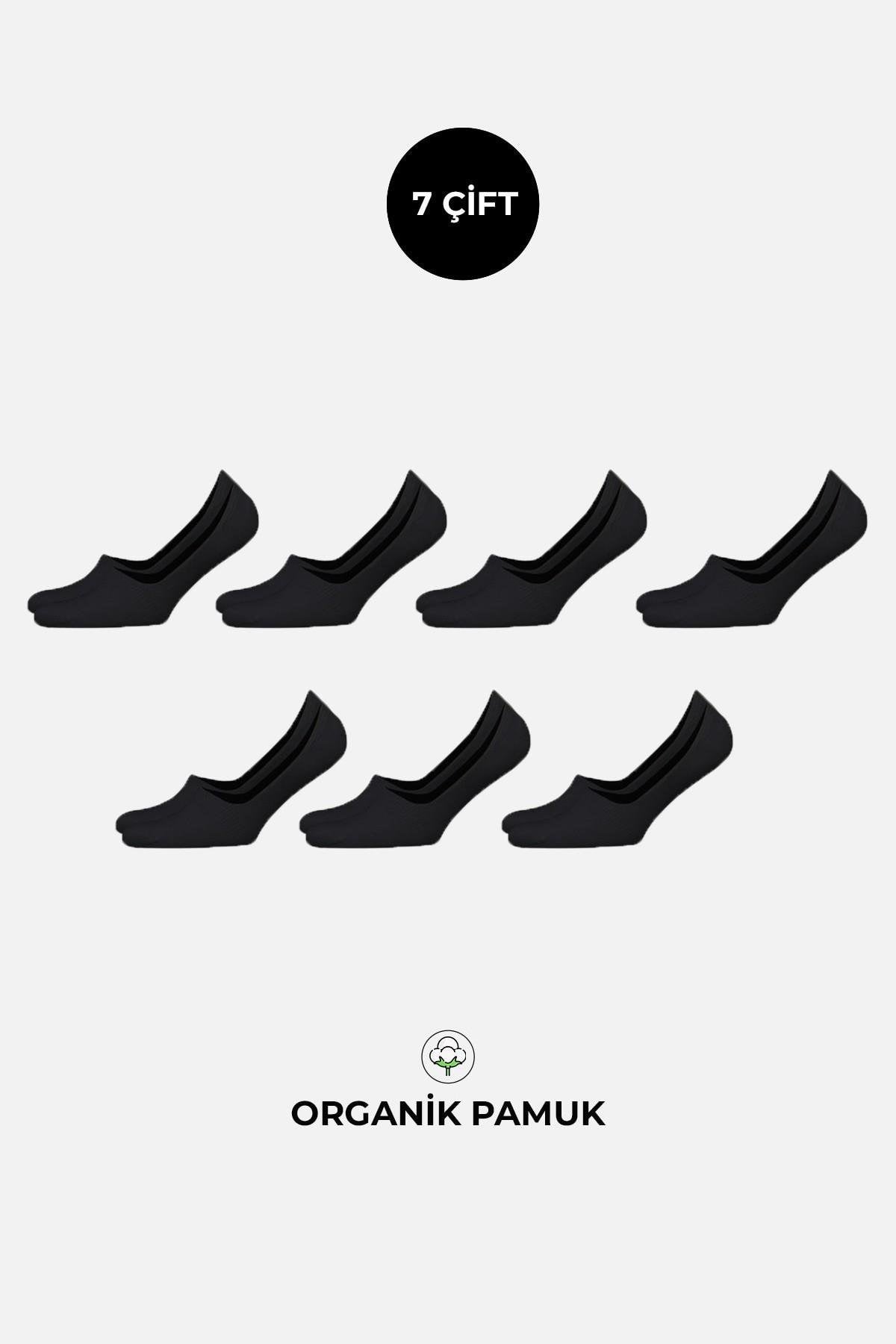 Mısırlı Unisex Organik Pamuklu 7 Çift Babet Çorap Siyah