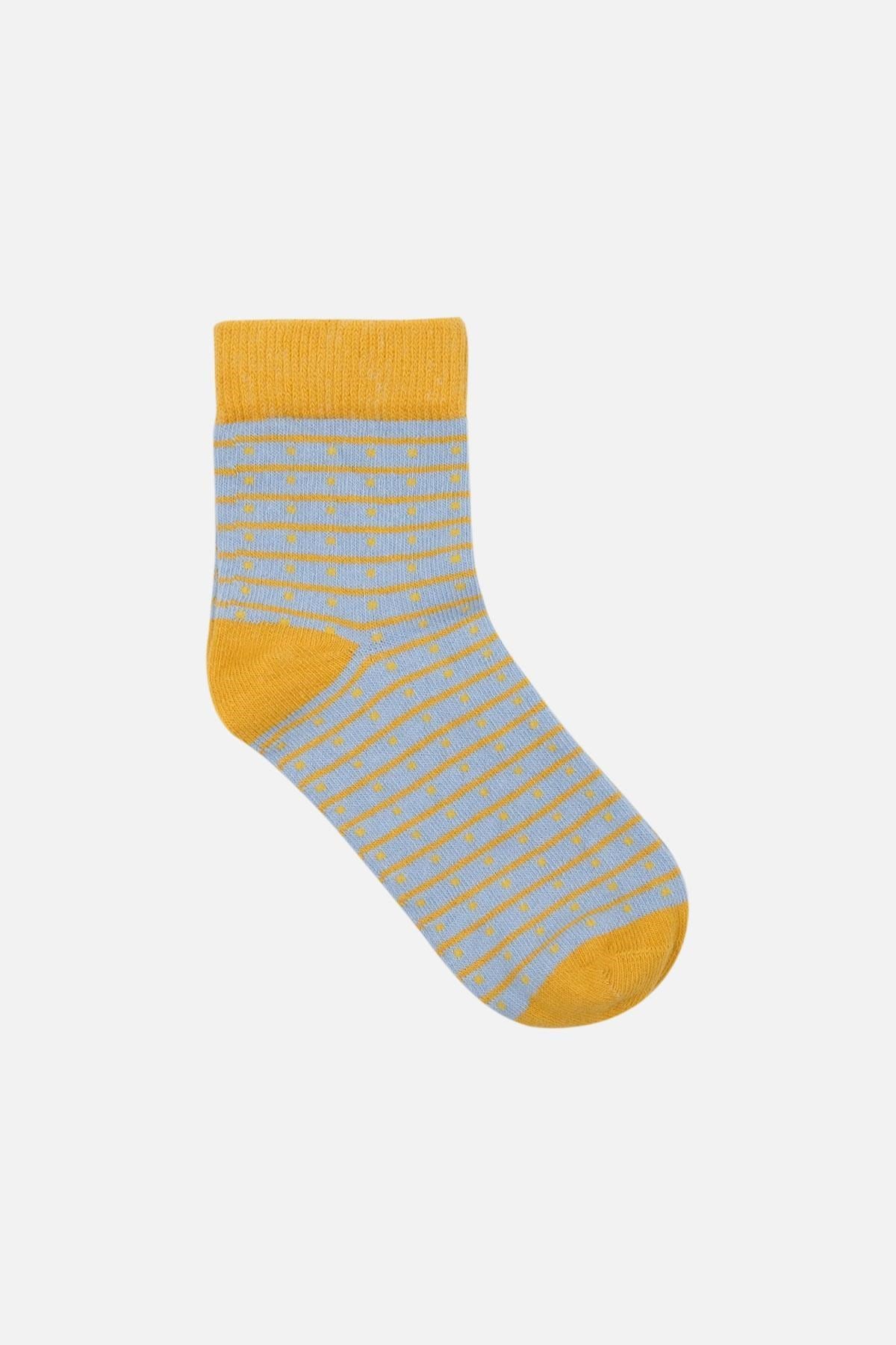 Mısırlı Unisex Pamuklu 3 Çift Çocuk Soket Çorap Çok Renkli