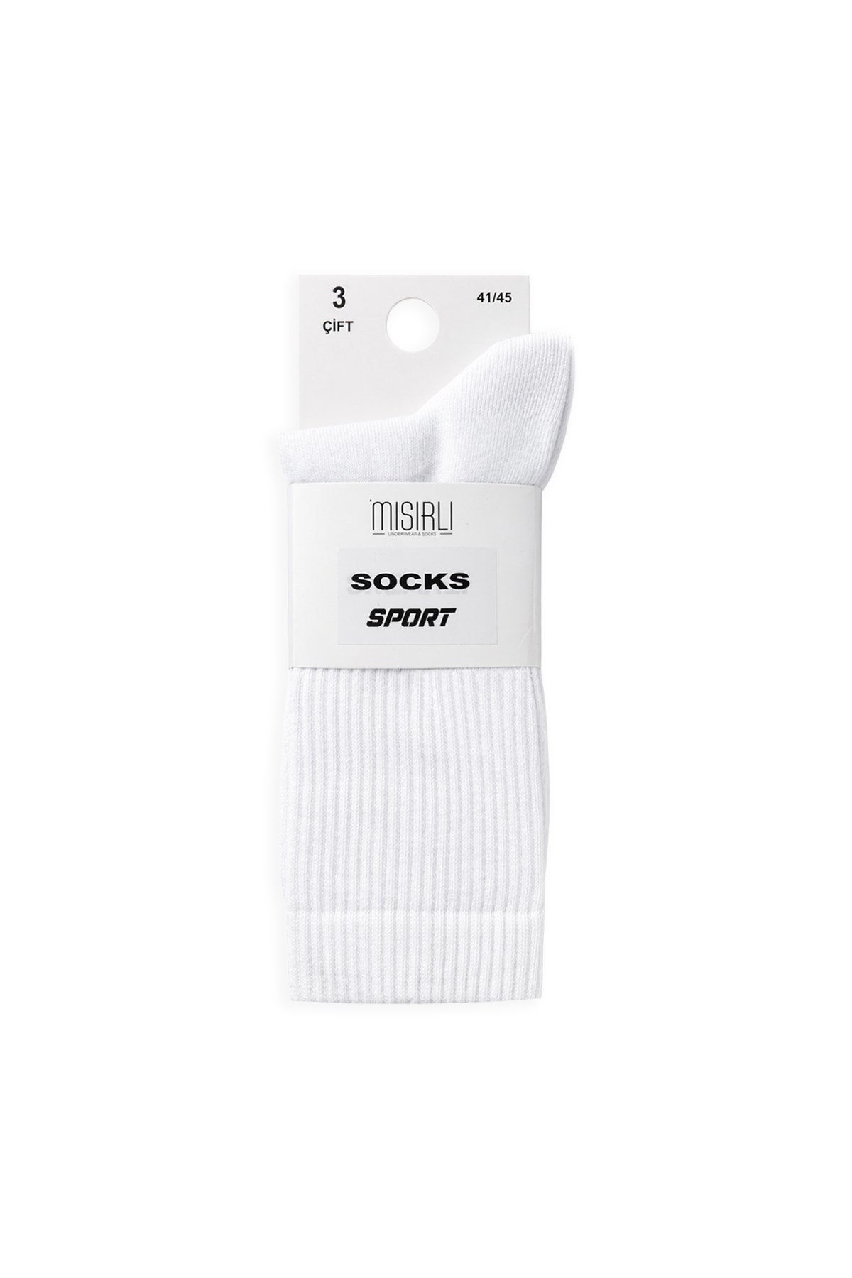Mısırlı Unisex Pamuklu Spor Çorap, 3'lü Beyaz