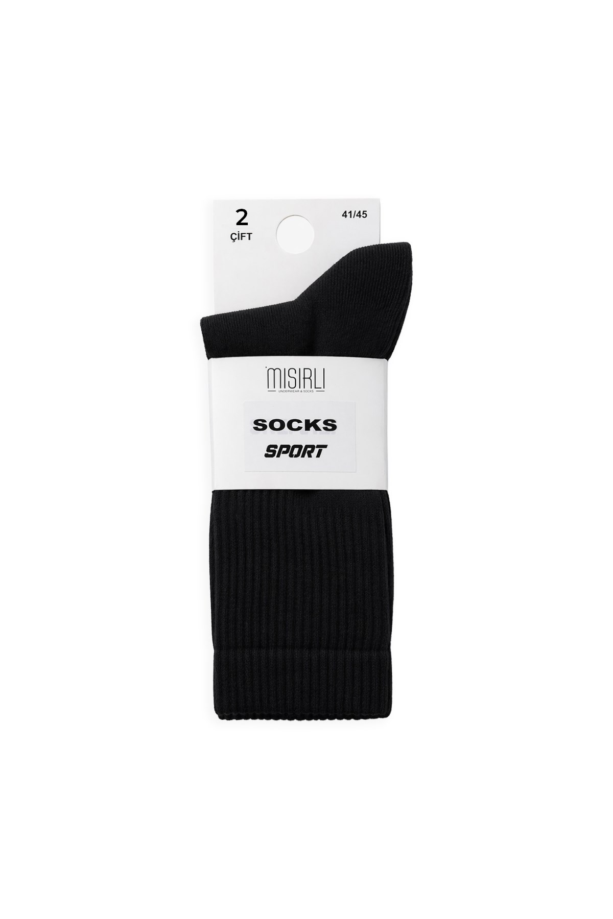 Mısırlı Unisex Pamuklu Yarım Havlu Spor Çorap, 2'li Siyah