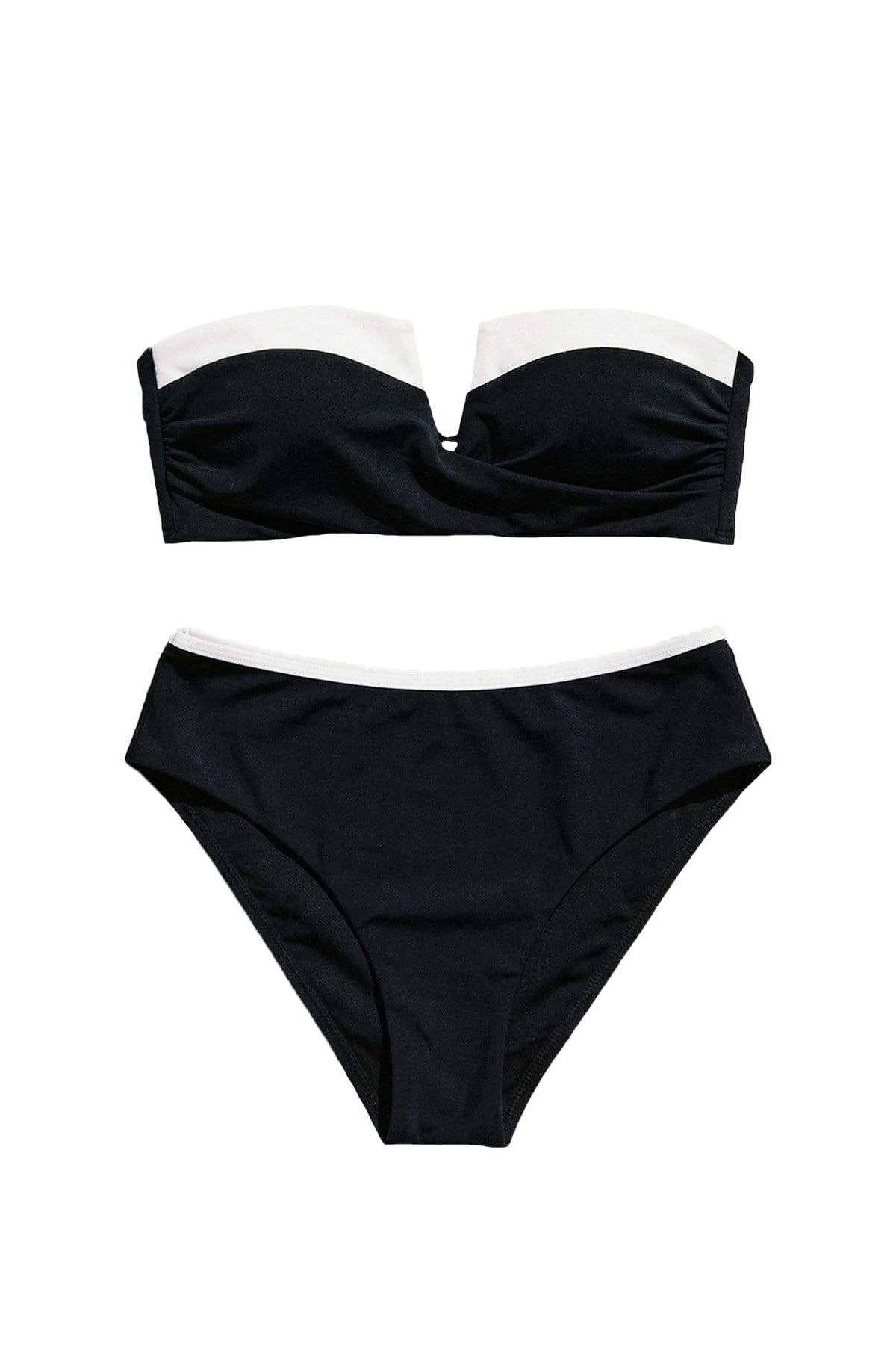 Mısırlı V Yaka Soft Straplez Bikini Takım Siyah