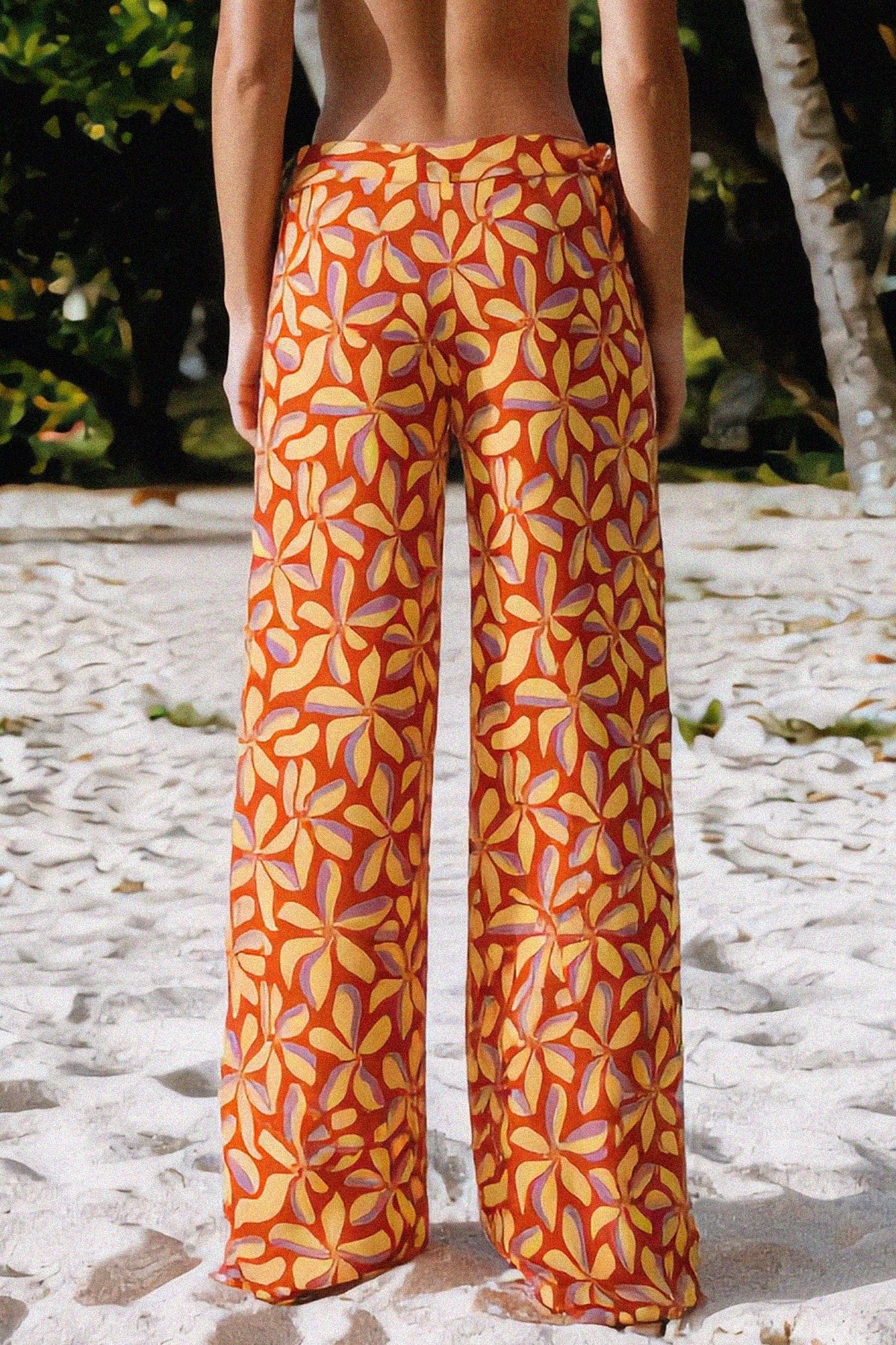 Mısırlı Yandan  Bağlamalı Pantolon Pareo Flower