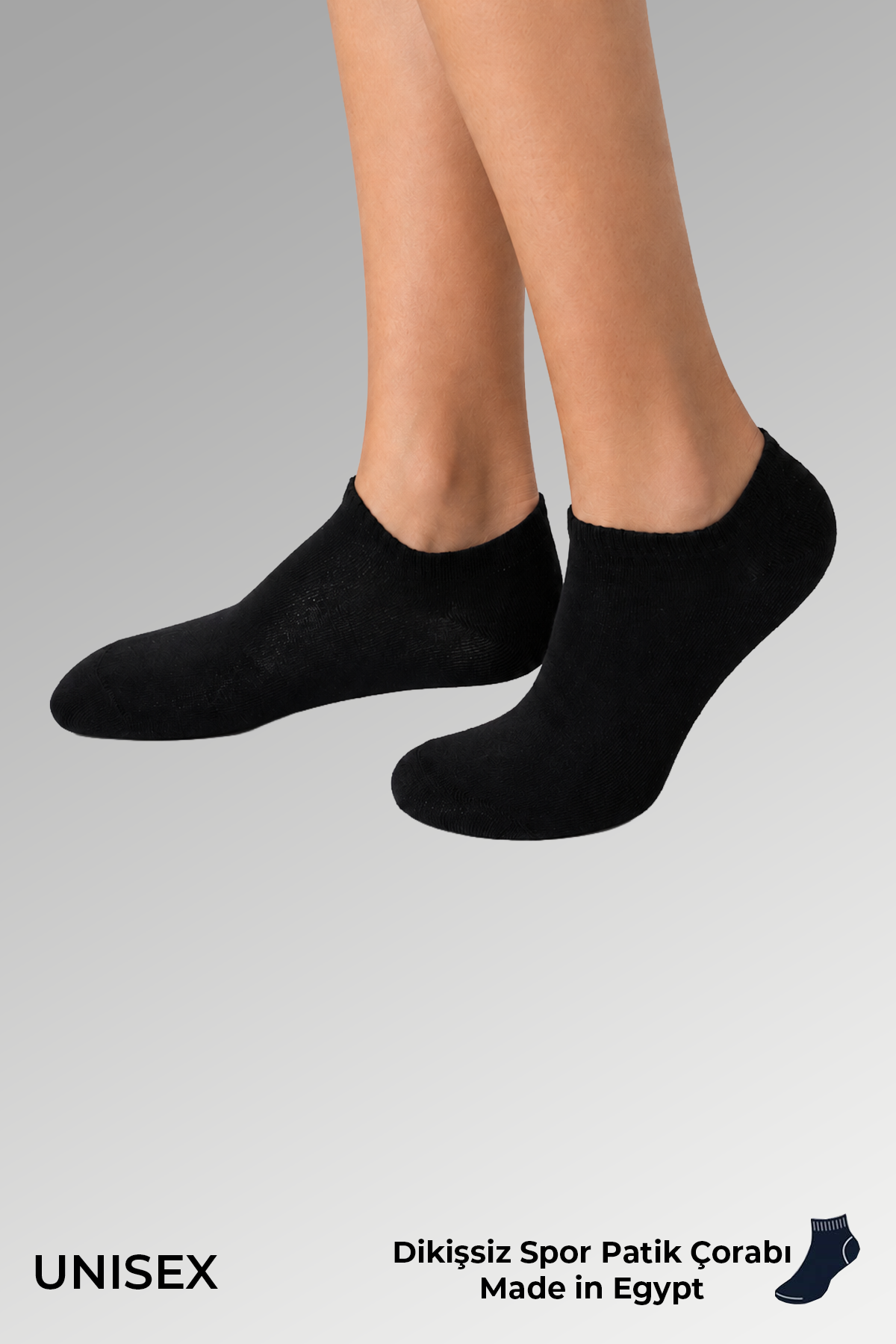 Socksmax Unisex Pamuklu Dikişsiz Üçlü Patik Çorap Siyah