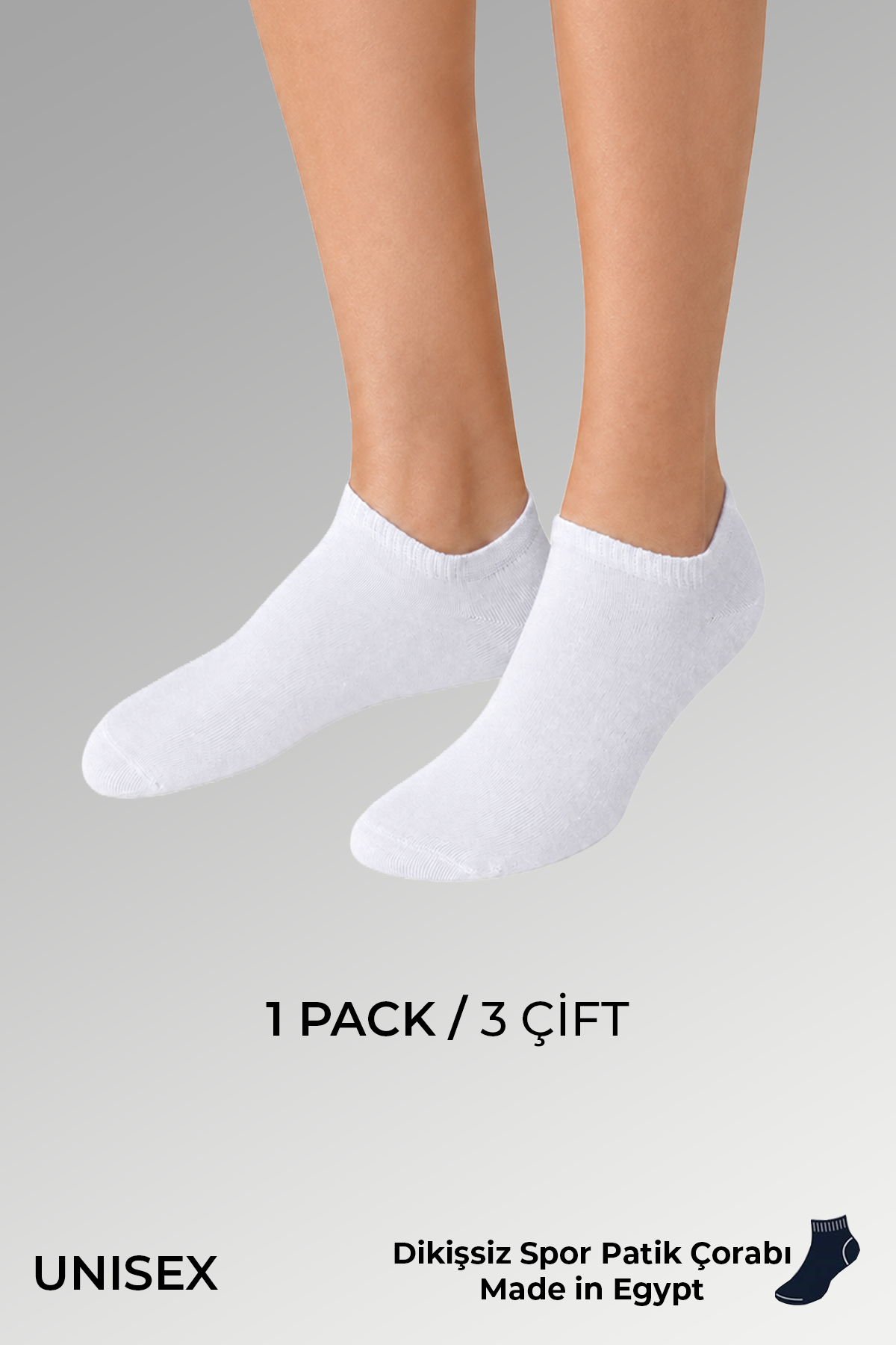 Socksmax Unisex Pamuklu Dikişsiz Üçlü Patik Çorap Beyaz