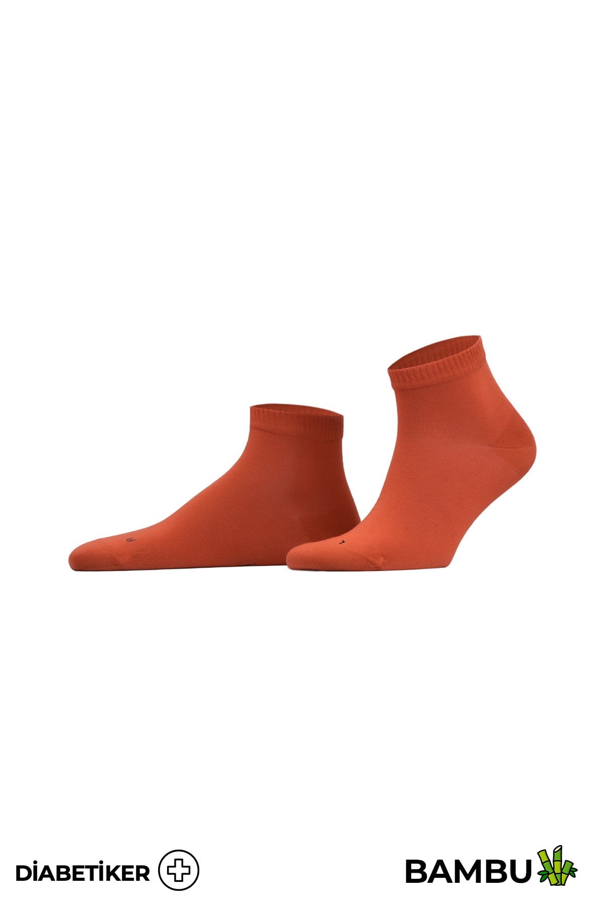Unisex Bambu Diyabetik Sneaker Çorap Pas Kırmızı