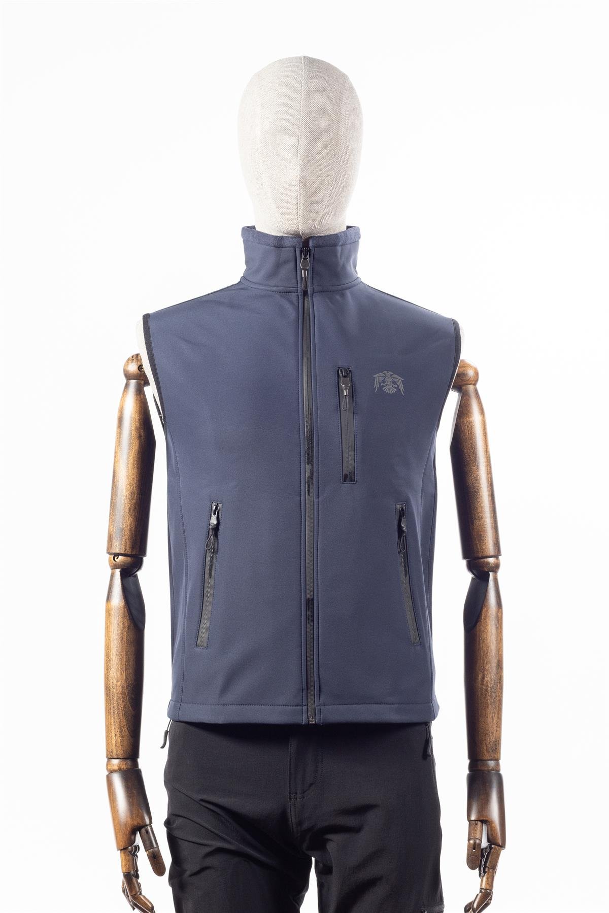 hugluoutdoorSoftshell Yelek Lacivert Fermuarlı Cepli Mevsimlik