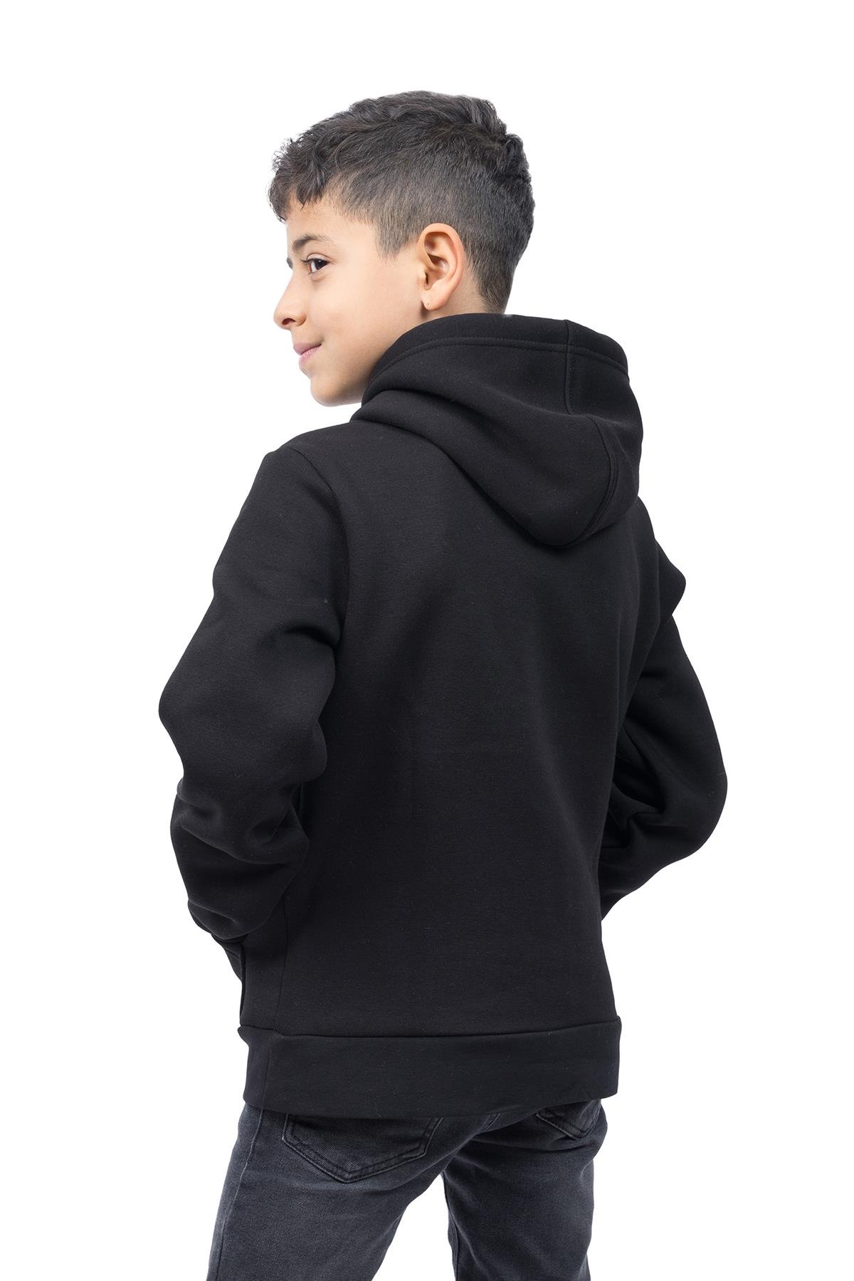 hugluoutdoorSiyah Çocuk Kapüşonlu Sweatshirt