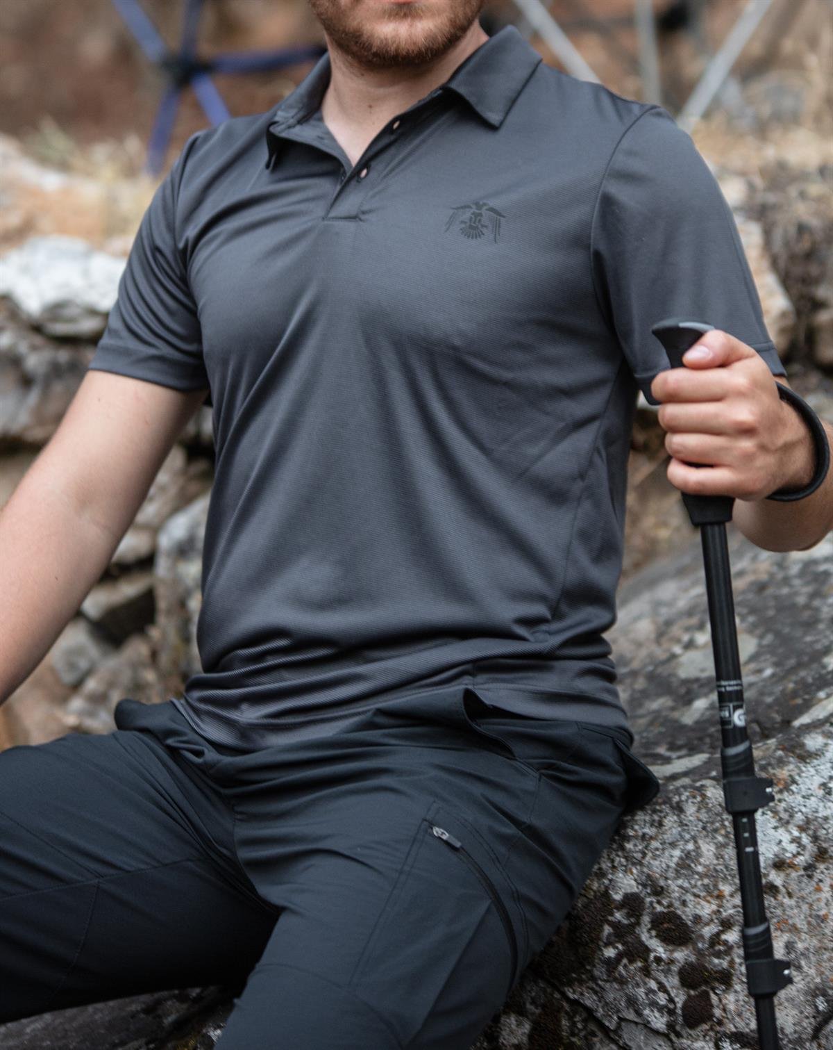hugluoutdoorHuglu Outdoor Polo Yaka Gri T-Shirt