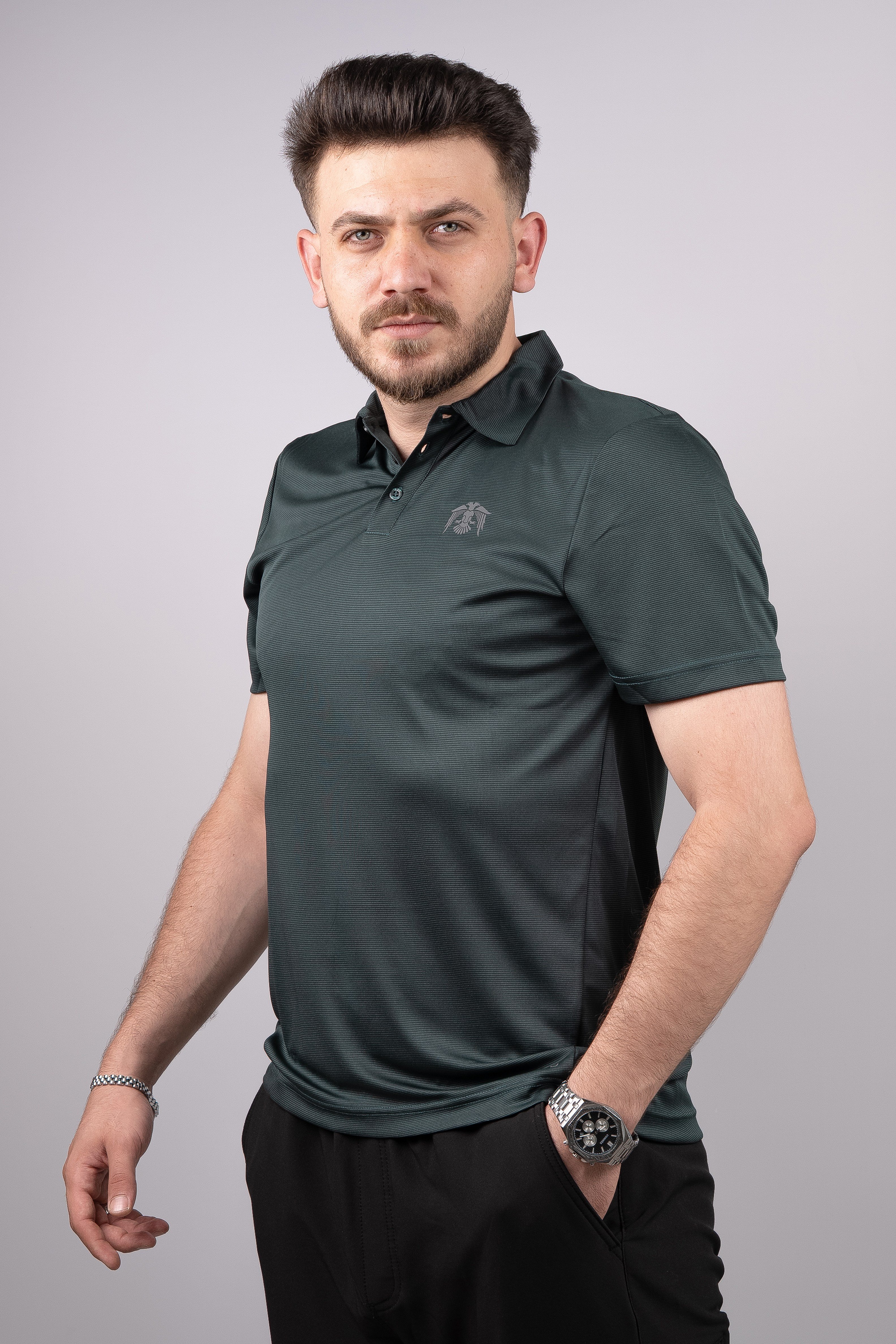 Huğlu Outdoor Huğlu Outdoor Polo Yaka Petrol Yeşili T-Shirt