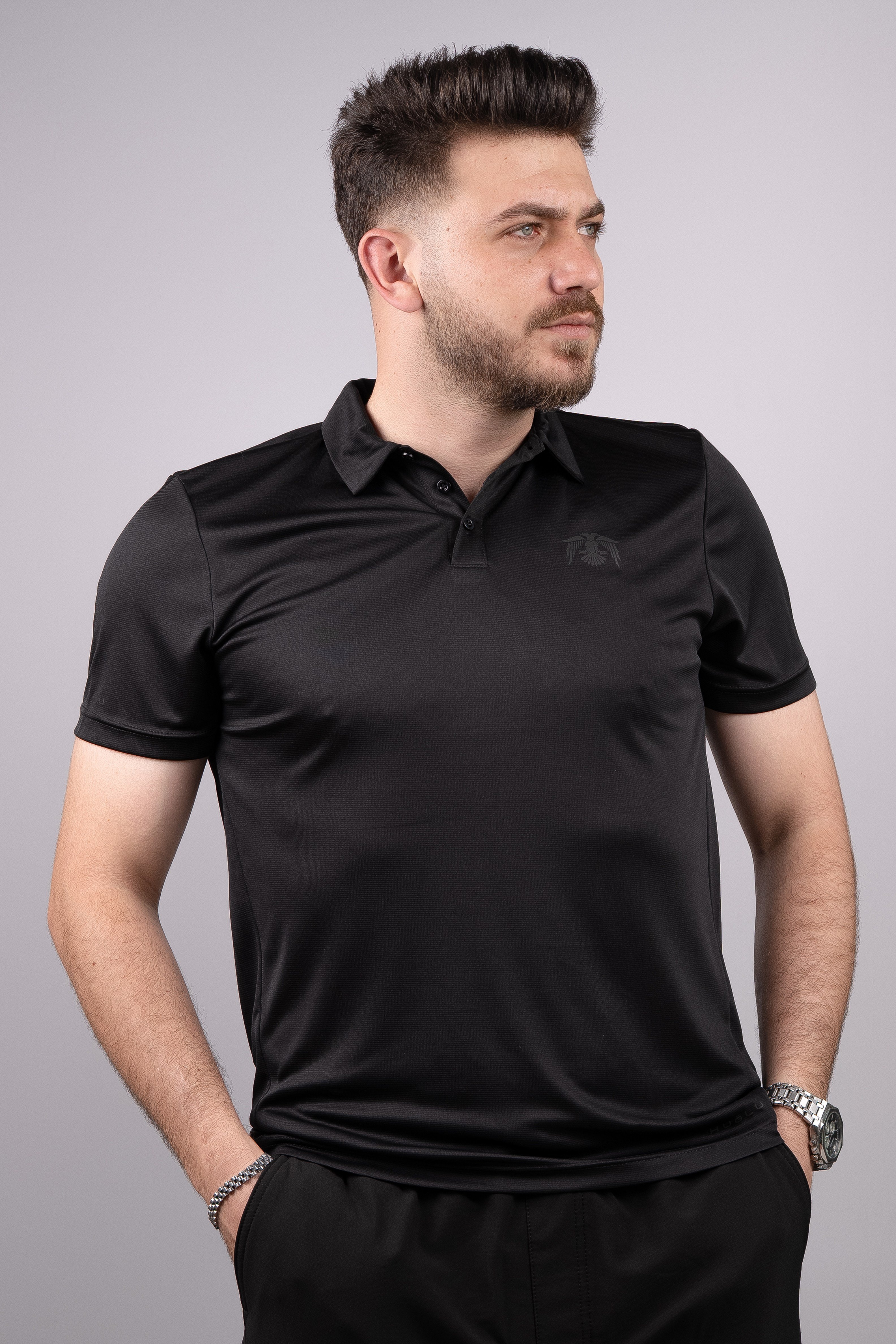 Huğlu Outdoor Huğlu Outdoor Siyah Polo Yaka T-Shirt