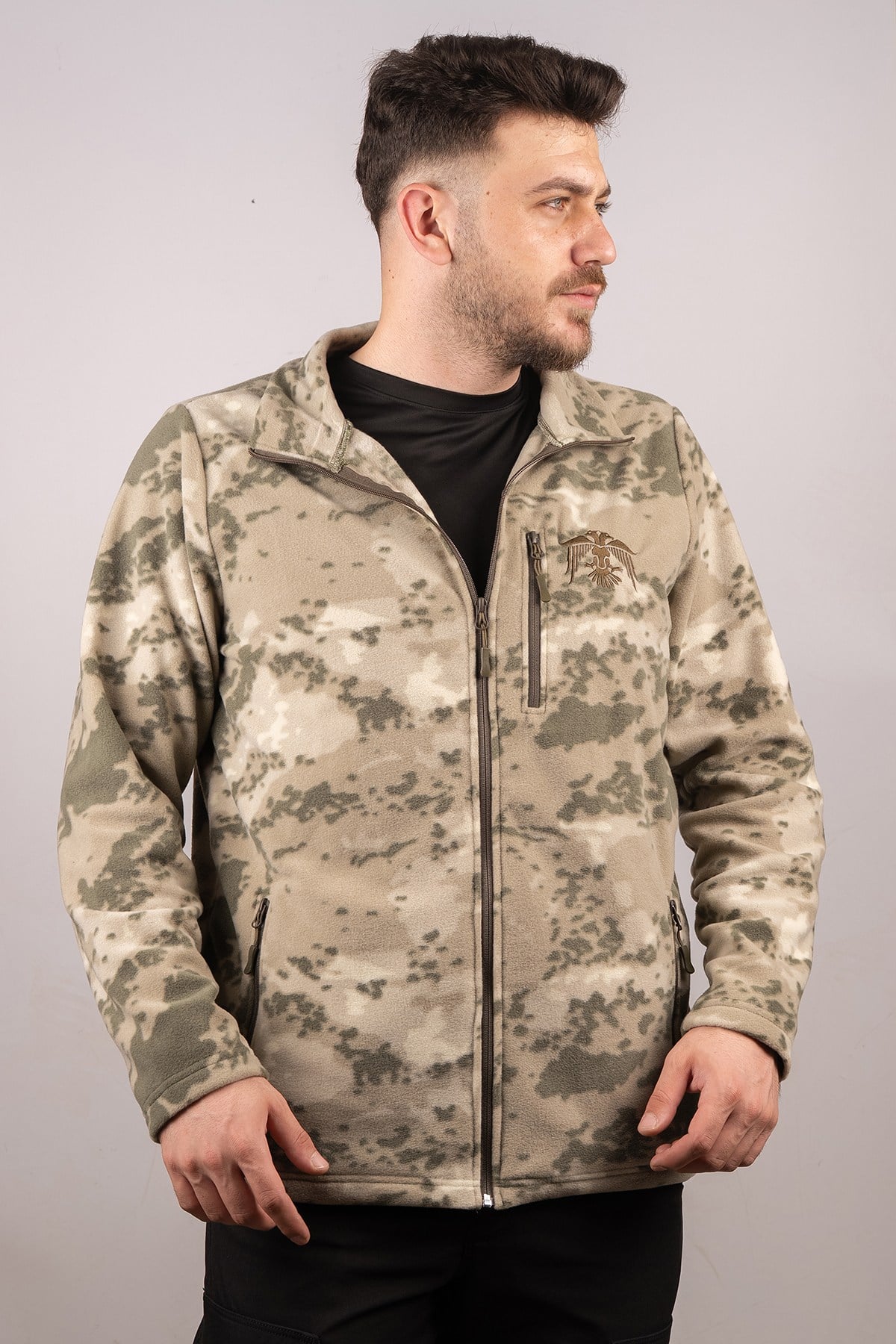Huğlu Outdoor Kamuflaj Desenli Polar Hırka