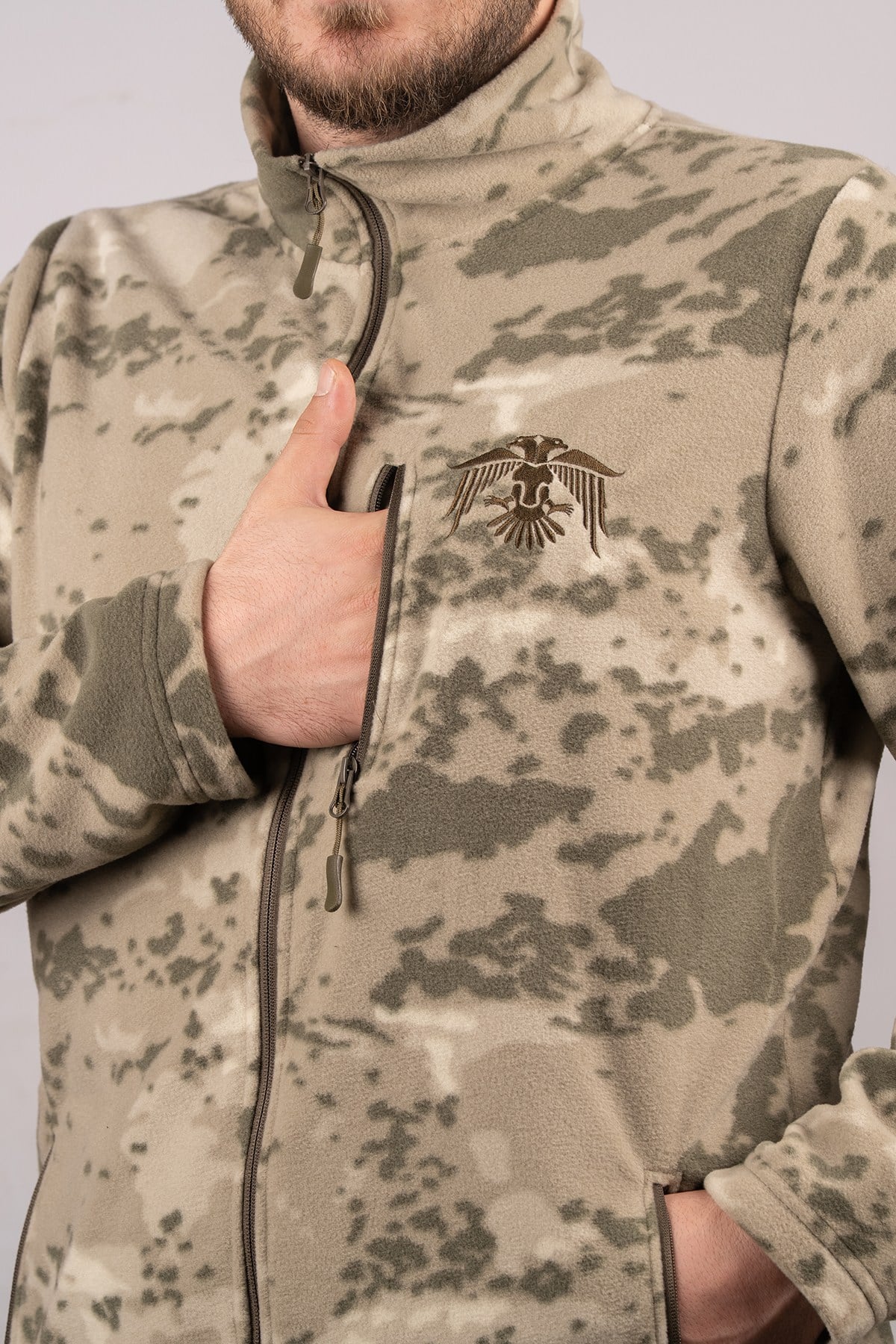 Huğlu Outdoor Kamuflaj Desenli Polar Hırka