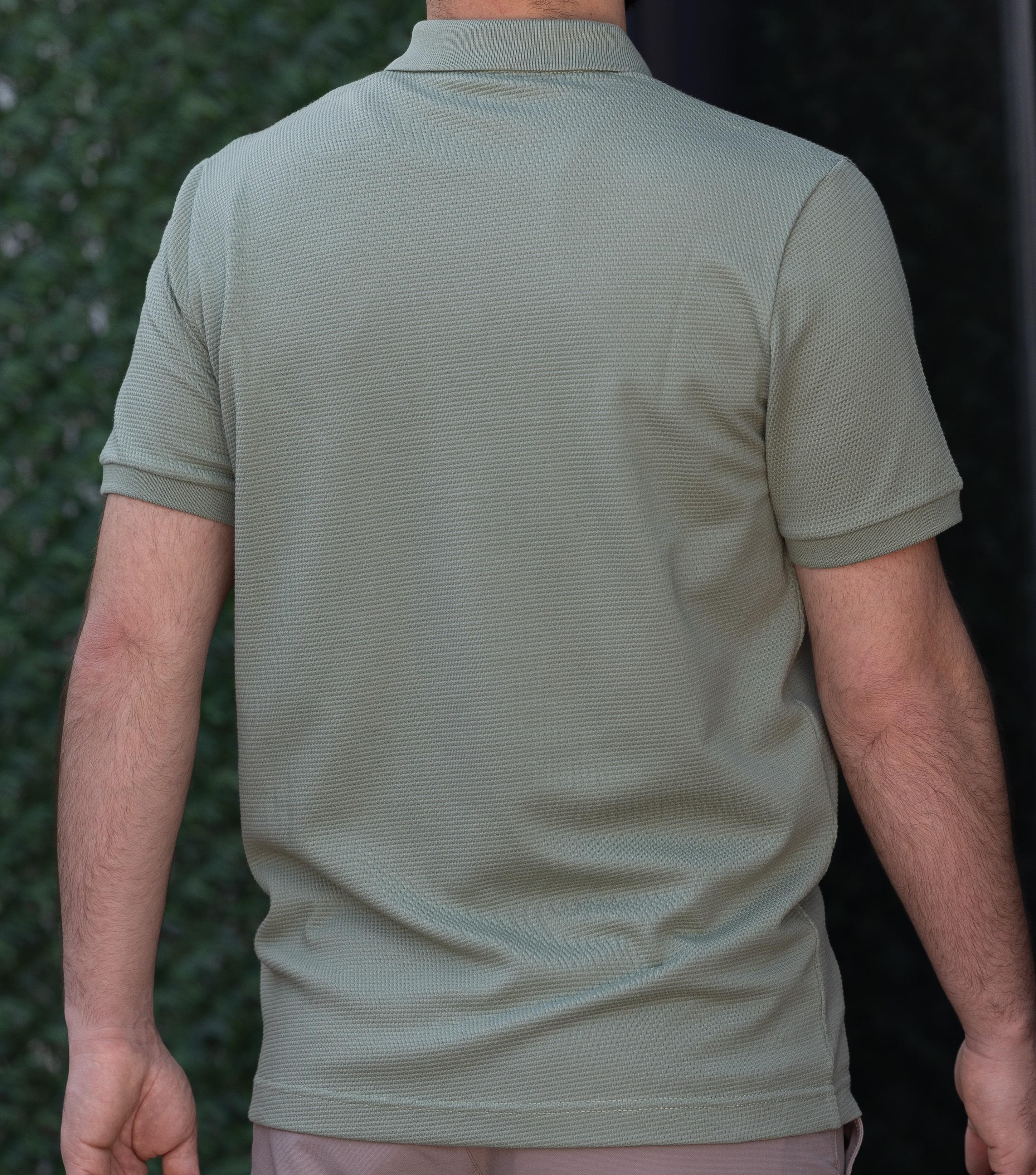 hugluoutdoorÇağla Yeşili Petek Desen Polo Yaka T-Shirt 