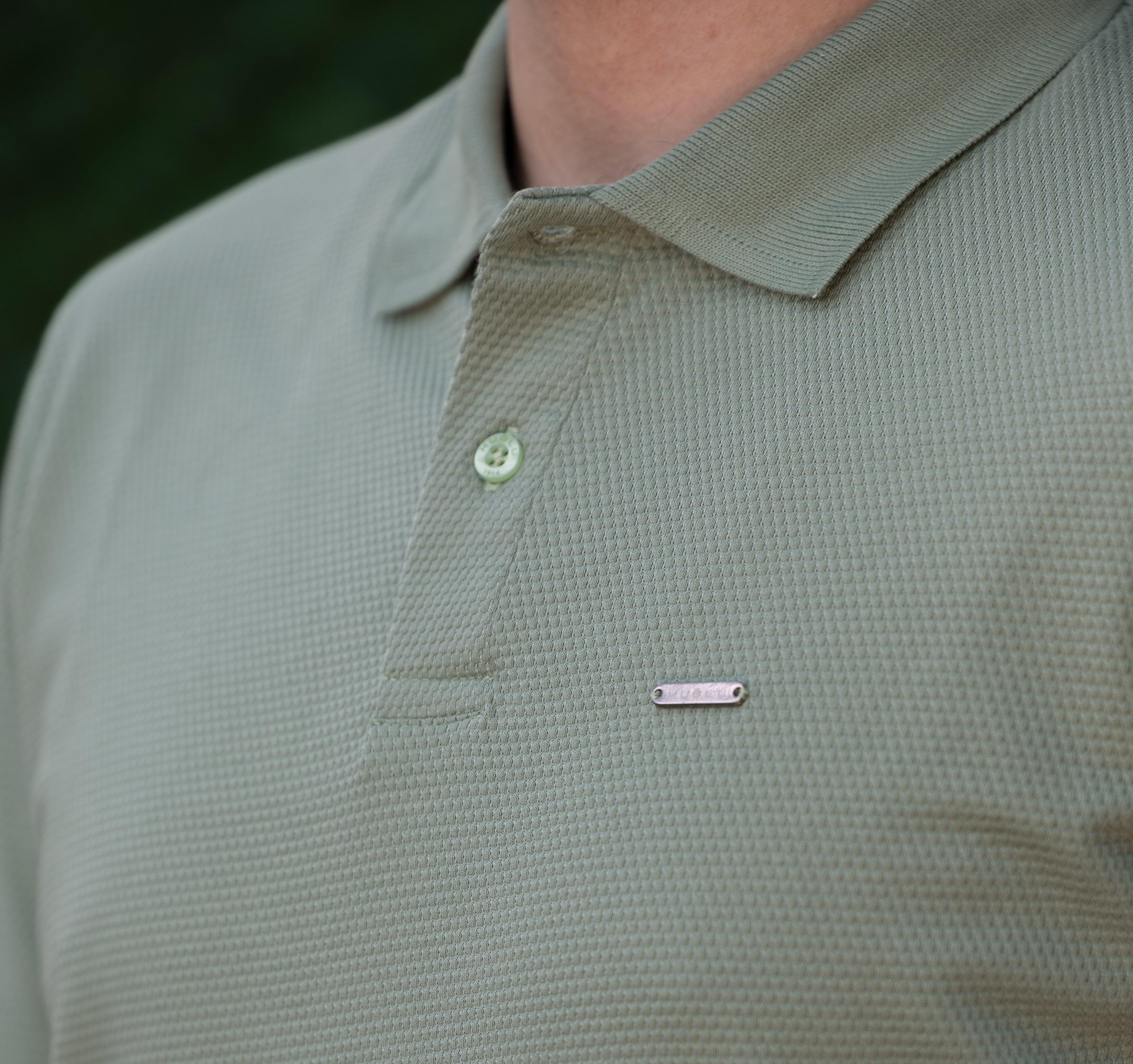 hugluoutdoorÇağla Yeşili Petek Desen Polo Yaka T-Shirt 