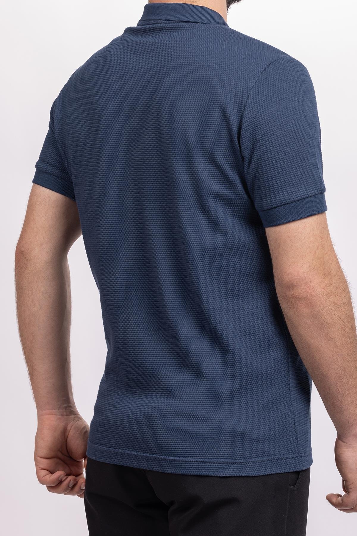 hugluoutdoorLacivert Petek Desen Polo Yaka T-Shirt 