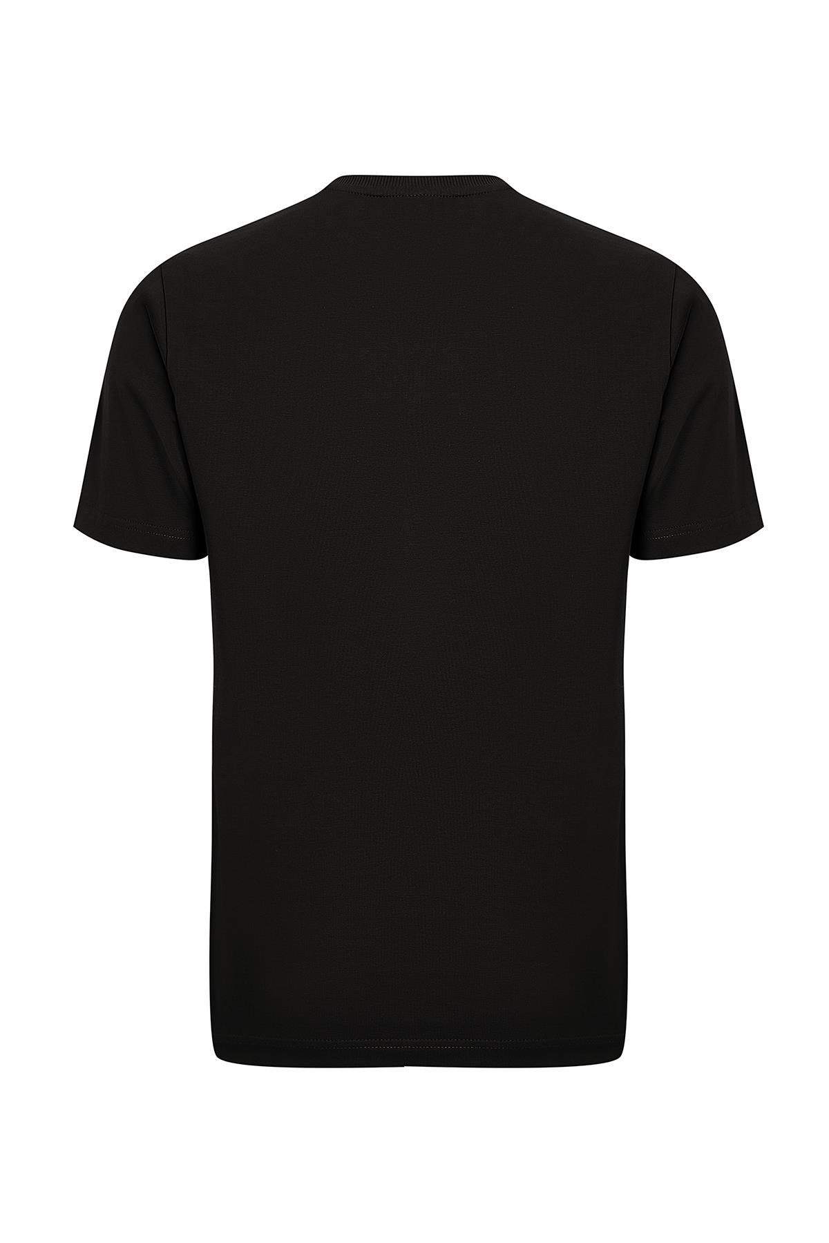 hugluoutdoorSiyah Basic T-Shirt Kartal Logo