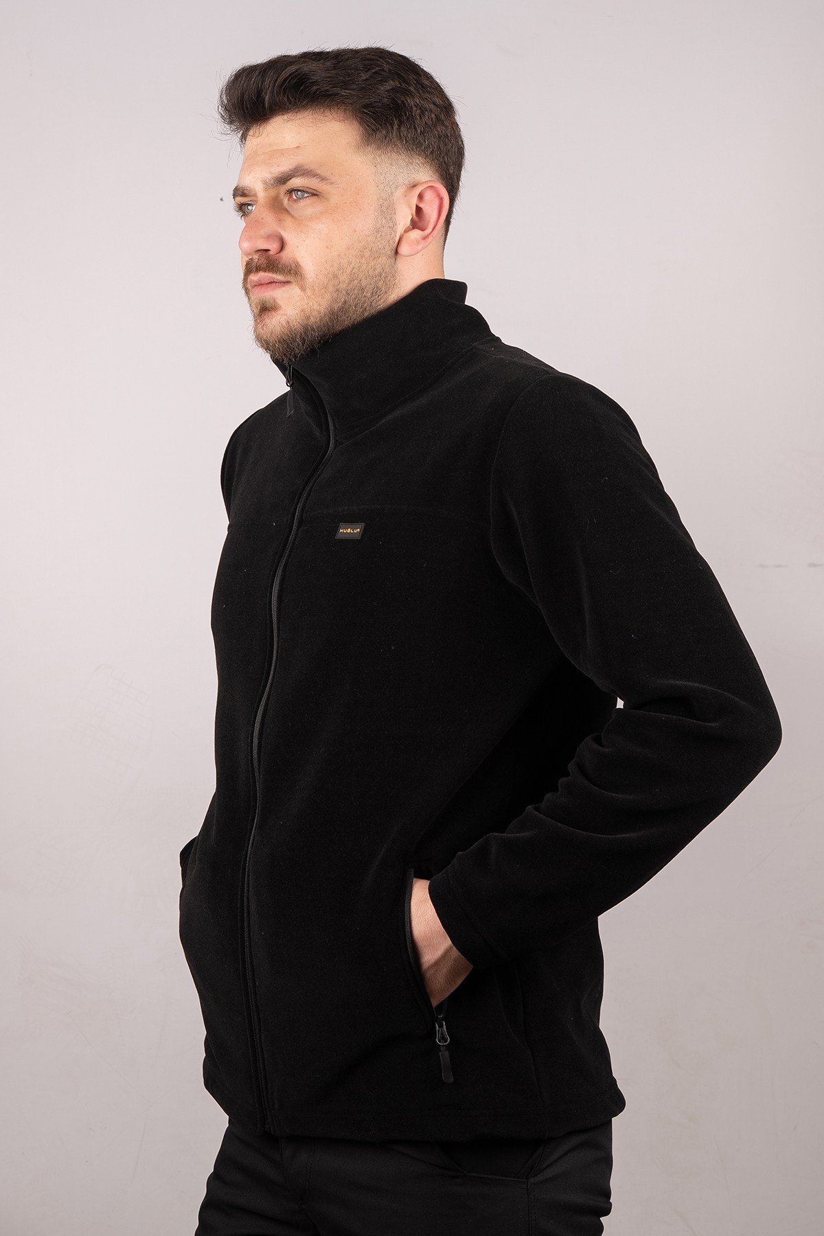 Huğlu Outdoor Tam Fermuarlı Polar Hırka Siyah