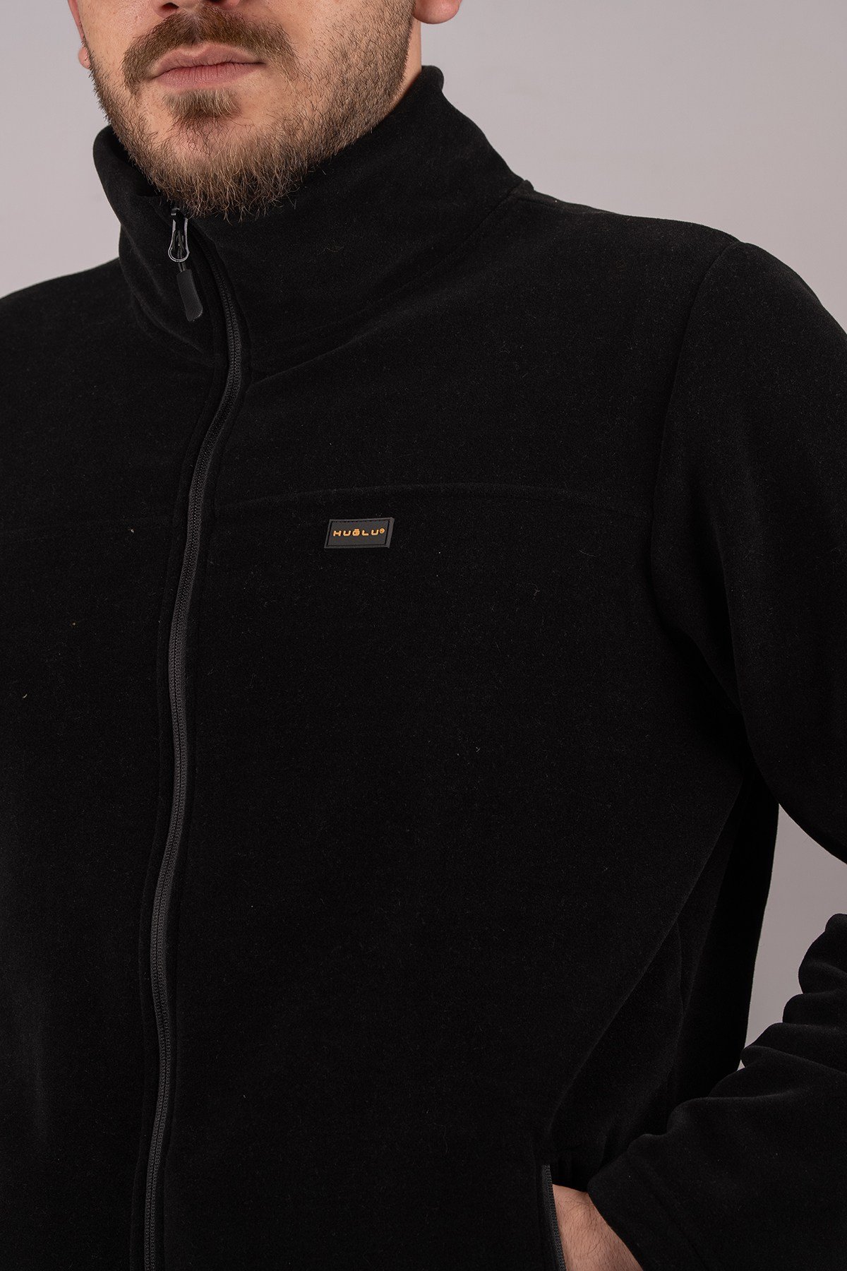 Huğlu Outdoor Tam Fermuarlı Polar Hırka Siyah