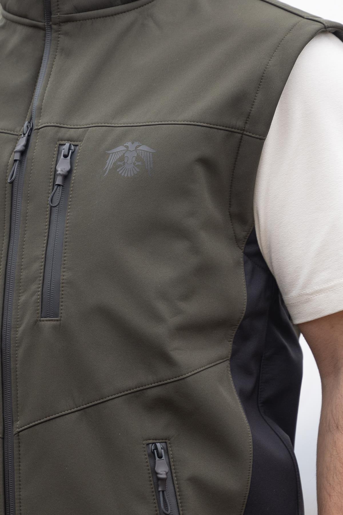 hugluoutdoorHaki Softshell Yelek Fermuarlı Cepli Mevsimlik