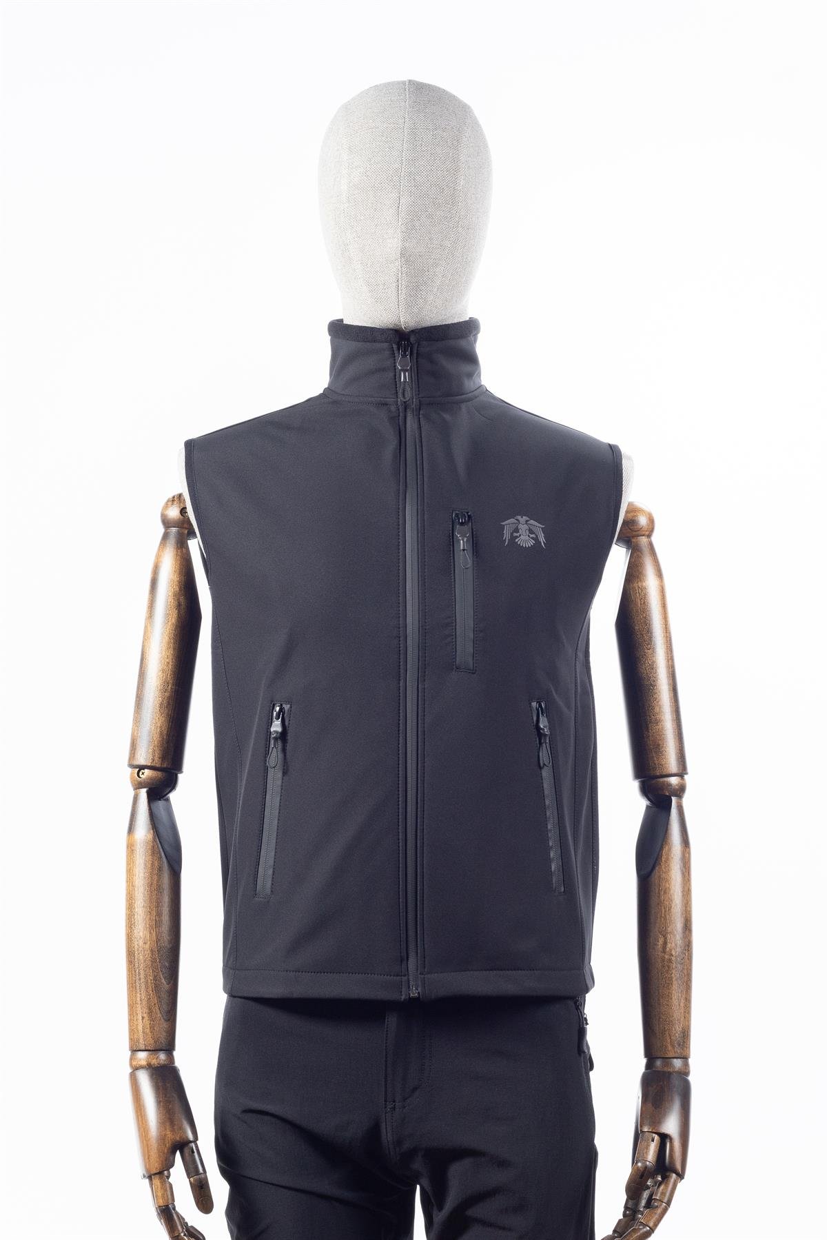 hugluoutdoorSoftshell Siyah Yelek Fermuarlı Cepli Mevsimlik