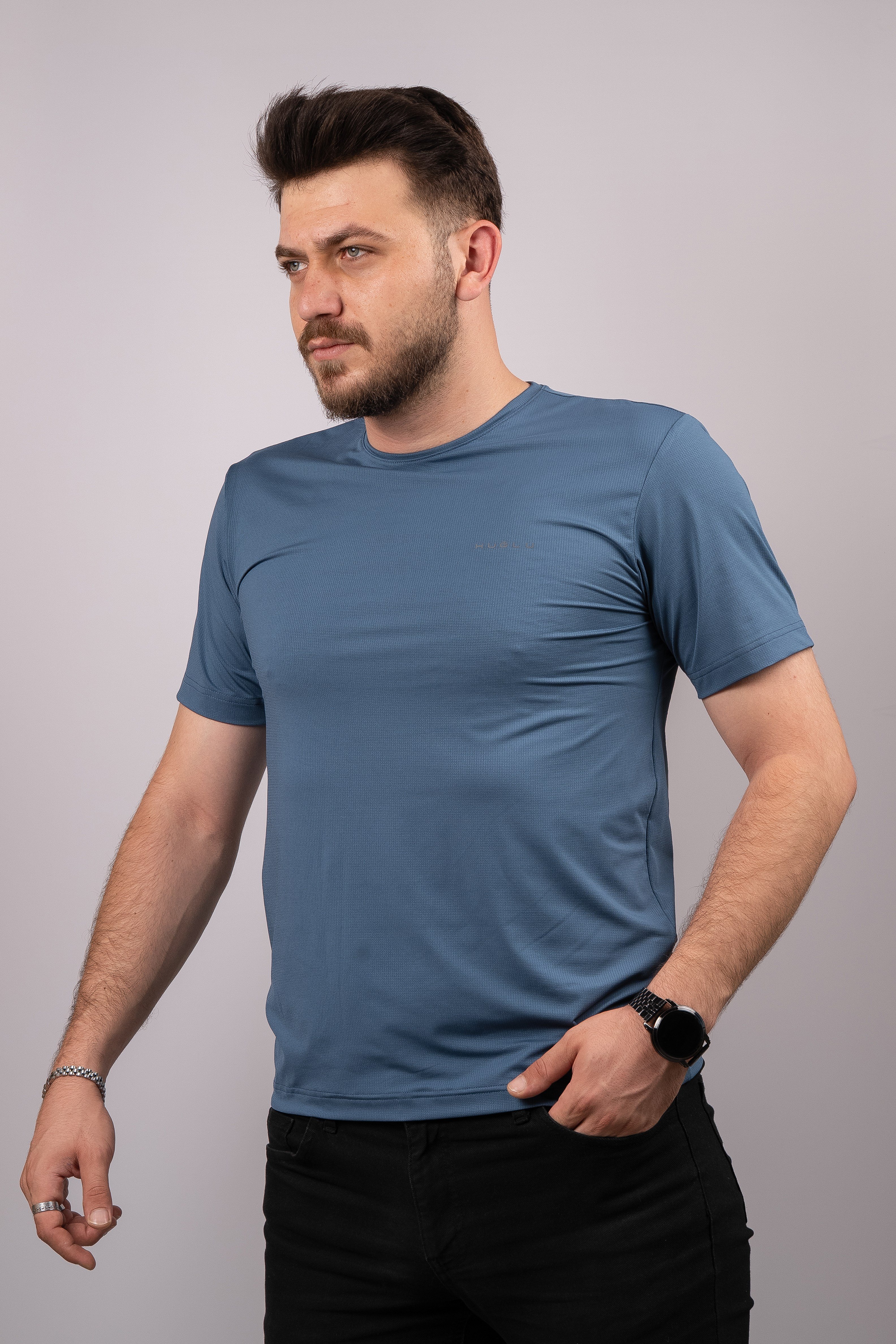 Huğlu Outdoor Suprem T-Shirt Mavi Sıfır Yaka